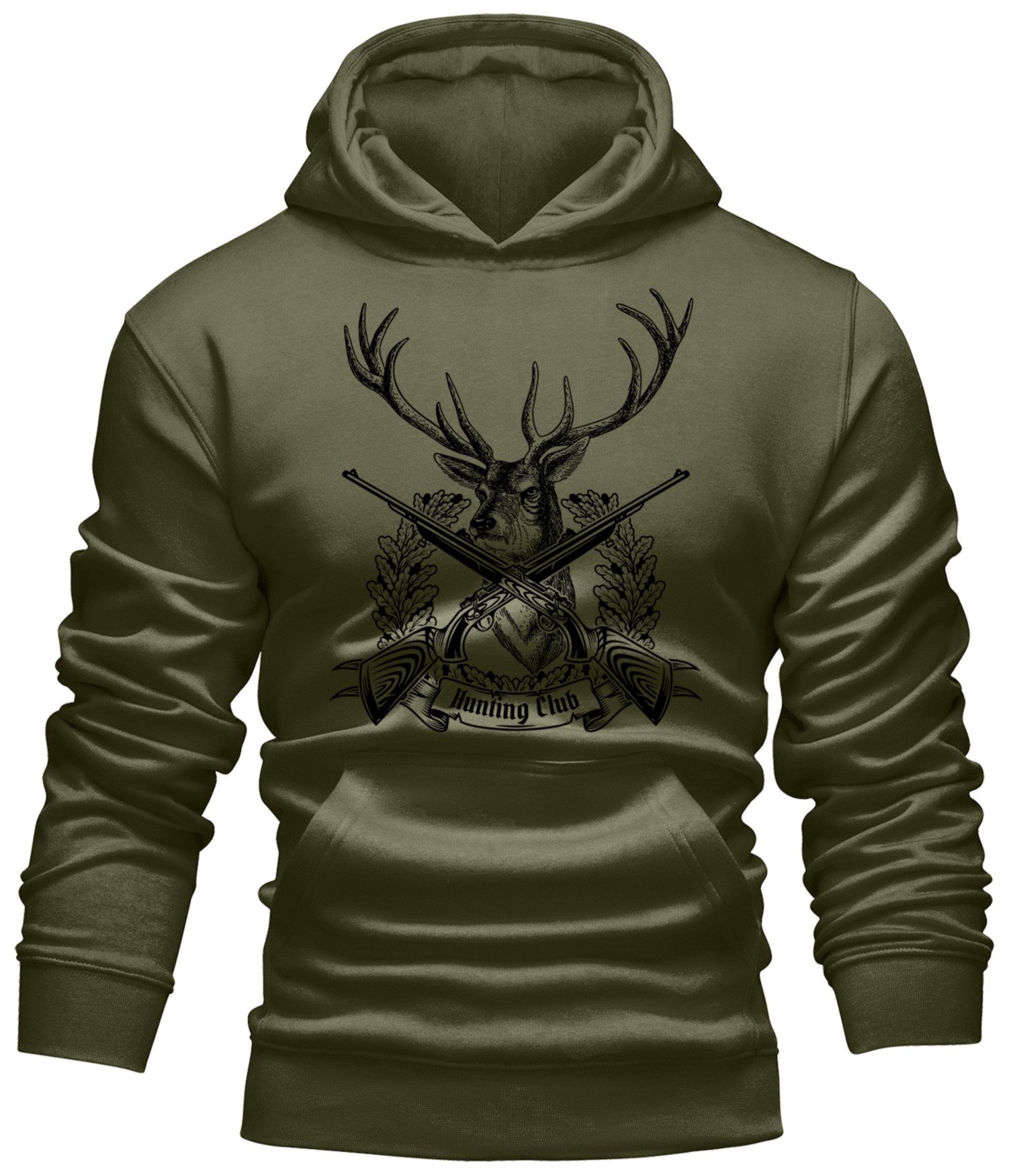 LOBO NEGRO® Kapuzensweatshirt Hoodie für Jäger: Hunting Club Hirsch Print