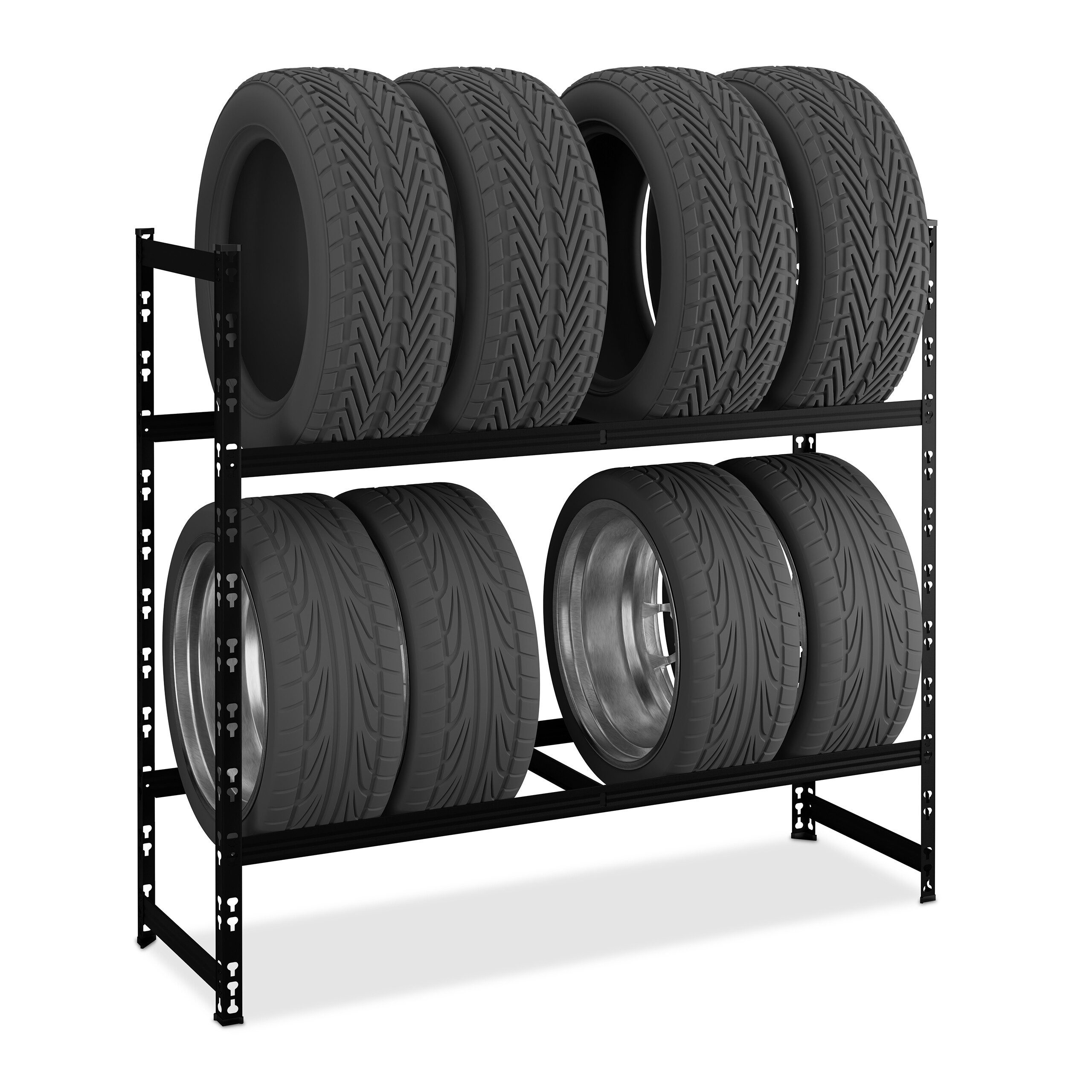relaxdays Schwerlastregal Reifenregal für 8 Reifen, 1-tlg., schwarz günstig online kaufen