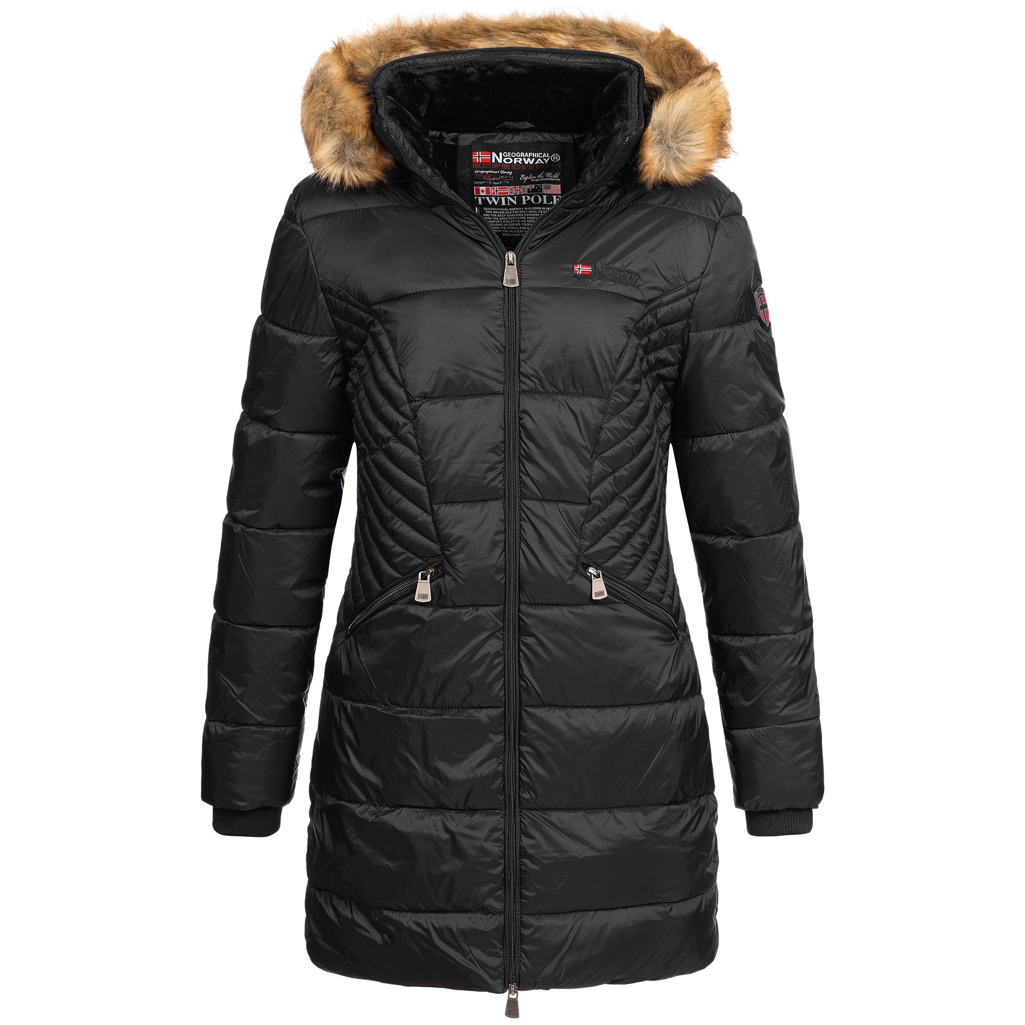 Geographical Norway Parka Damen Outdoor Winter Jacke Mantel Parka lang geschnitten ABE