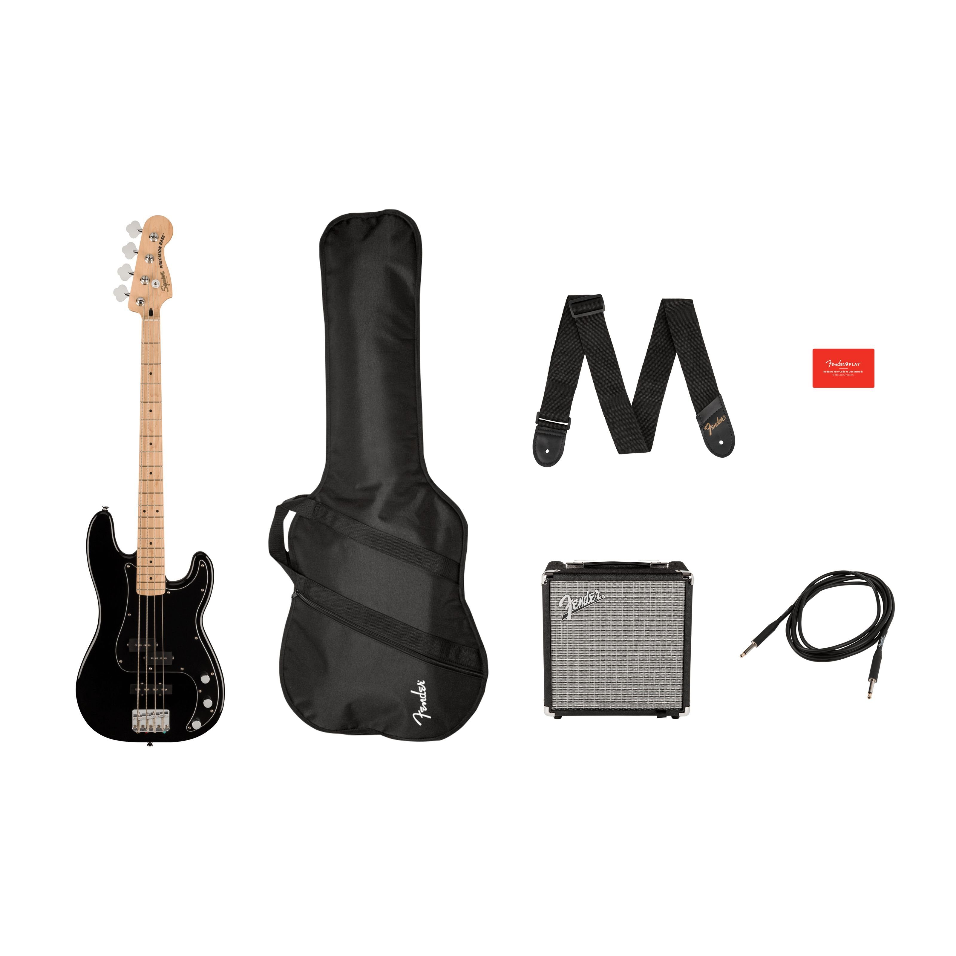 Squier E-Bass, Электрические басы, Bass-Sets, Affinity Series Precision Bass PJ Pack MN Black - Pack basse