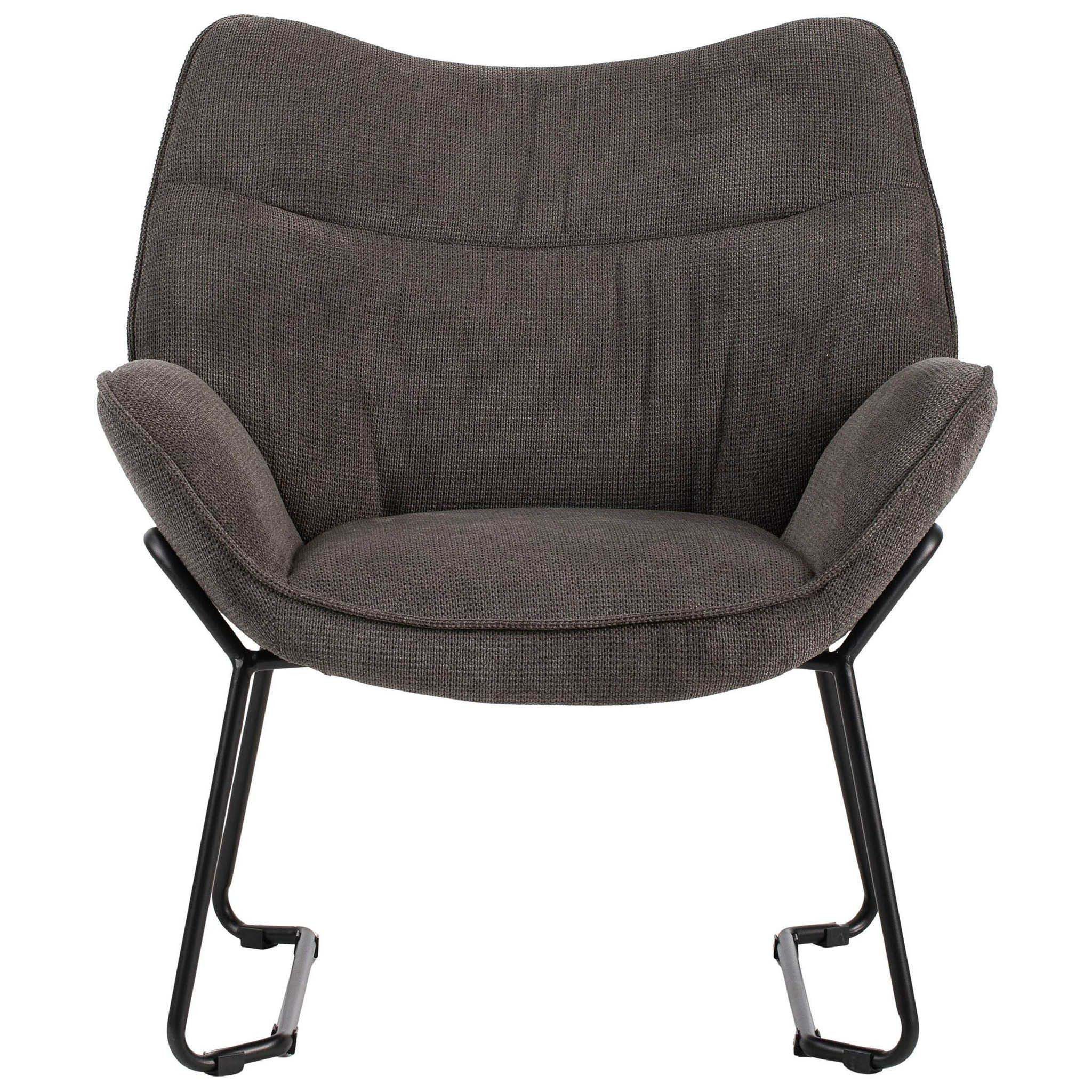 bene living Loungesessel Aliano - dunkelgrau (1-St), schwarzes Metall-Gestell - bequeme Arm- und Rückenlehne