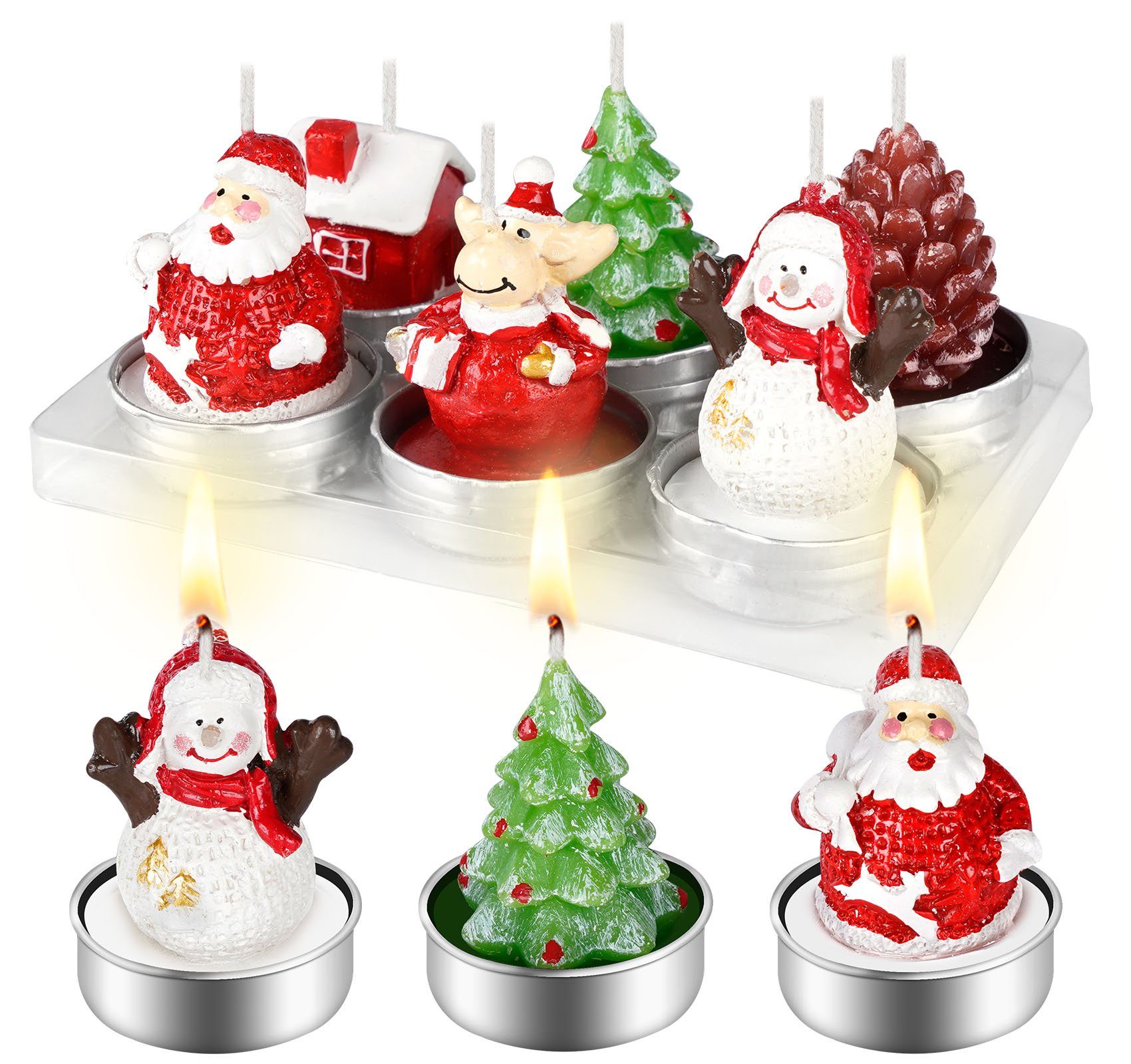 Homewit Christbaumkerzen 18tlg mini-Weihnachtskerzen Geschenke Weihnachtsdekoration für
