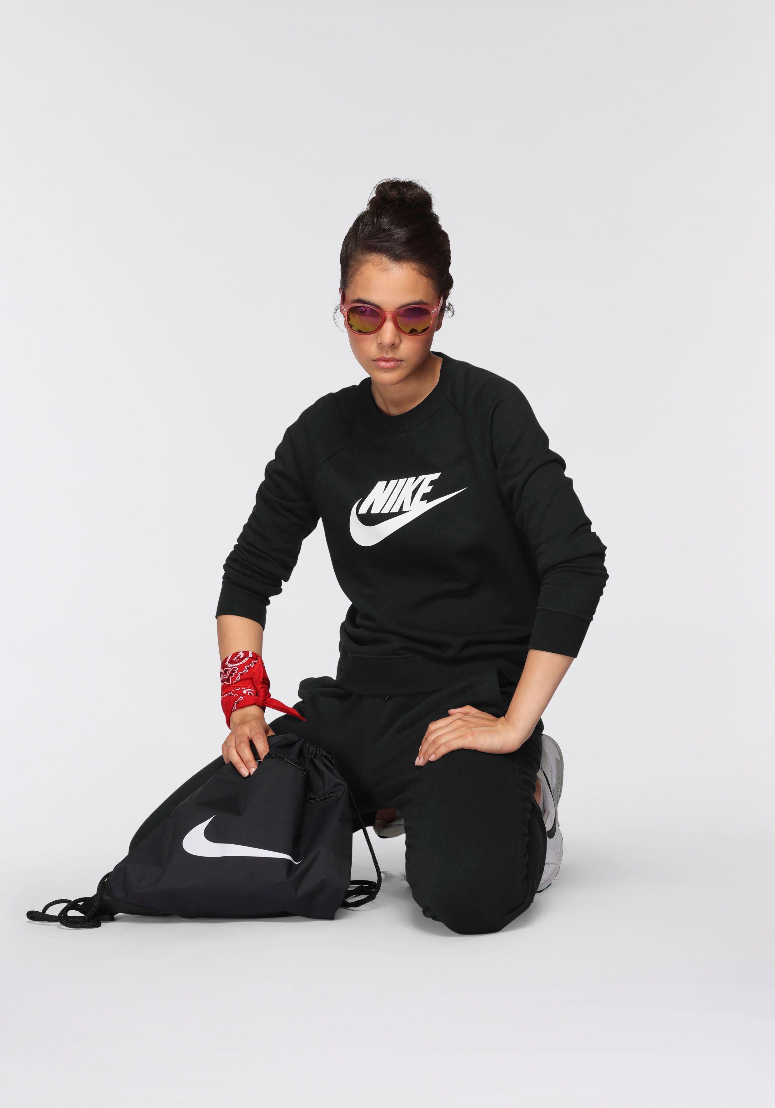 schwarz-weiß Nike CREW Sportswear FLEECE WOMEN Sweatshirt ESSENTIAL