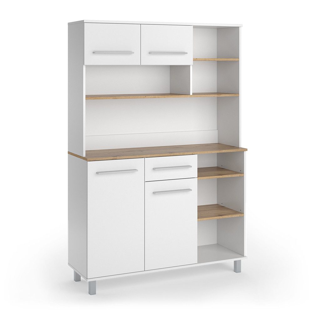 Vicco Küchenbuffet Pure, Weiß/Artisan-Eiche, 120.2 x 177 cm (1-St)