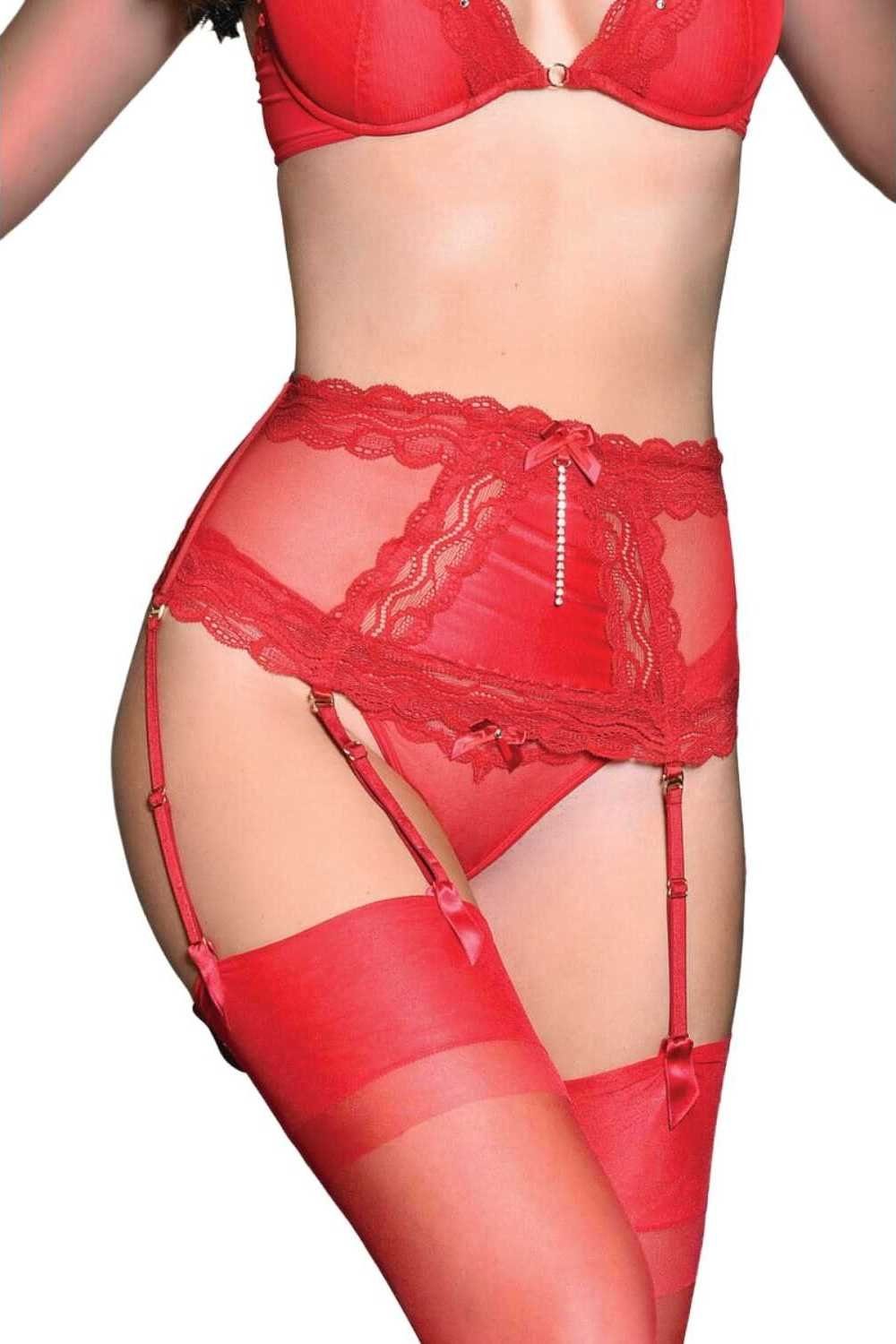 Strapsgürtel Kepi Strapsgürtel breit rot sexy hochwertig XL