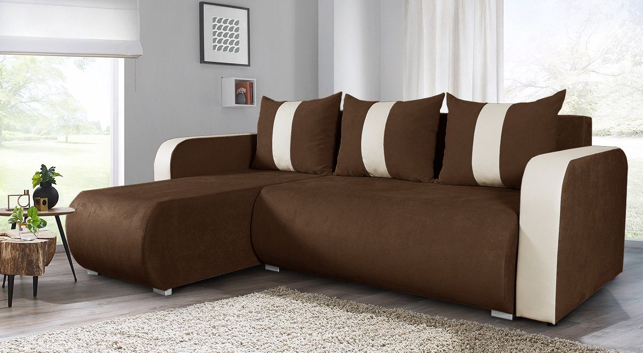 Sofnet Ecksofa Rino, mit L-Form Schlaffunktion und + mane Schlafsofa, Couch, Cayenne Universal 04 1112 Enjoy Bettkasten