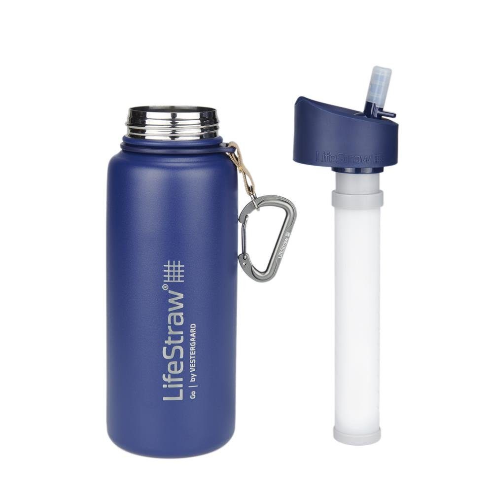 Liter, Go Trinkwasserfilter, Flasche 0,7 Steel, aus blau LifeStraw Stainless Wasserfilter Trinkflasche Edelstahl,