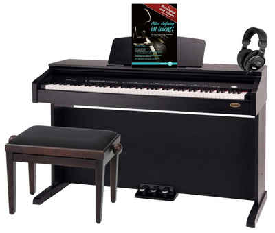 Classic Cantabile Digitalpiano DP-210 E-Piano mit 88 Tasten Hammermechanik, (Spar-Set, 4 tlg., inkl. Klavierbank, Kopfhörer & Schule), Dual Mode/Split Mode (Layer-Funktion) und USB