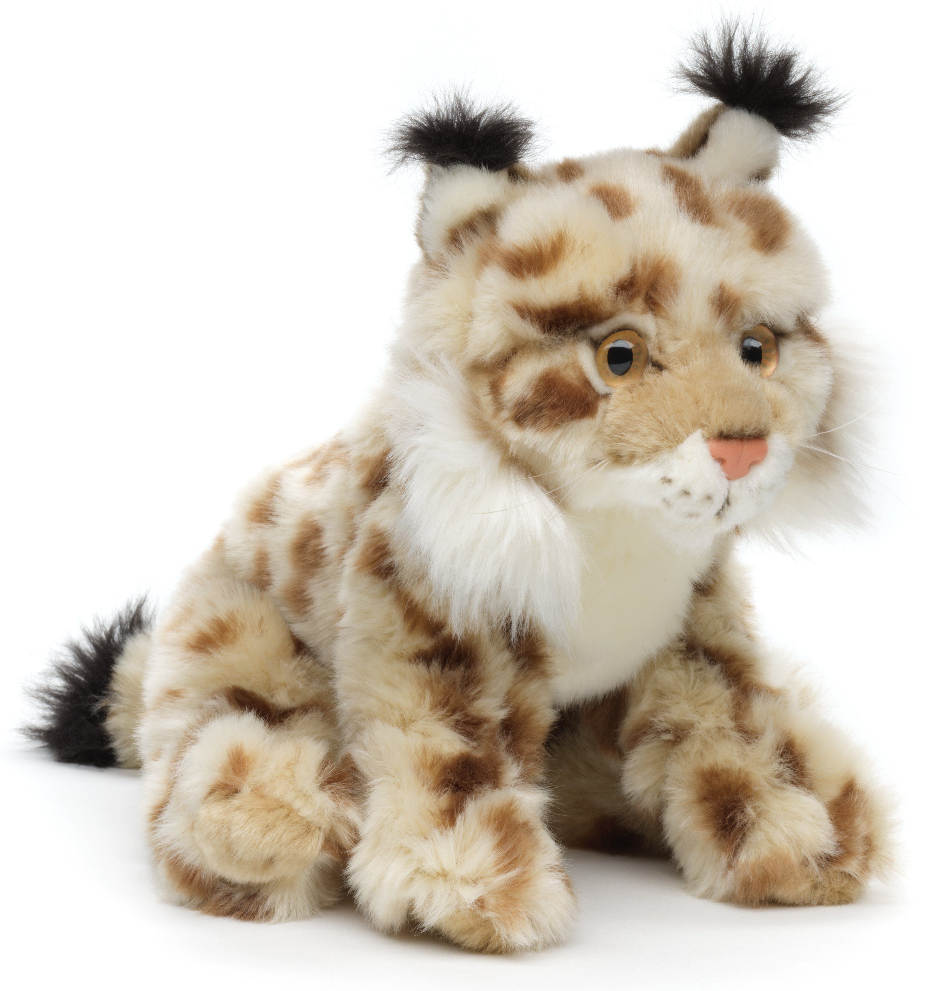 Uni-Toys Kuscheltier Luchs, sitzend - 23 cm (Höhe) - Plüsch-Katze - Plüschtier, Kuscheltier, zu 100 % recyceltes Füllmaterial