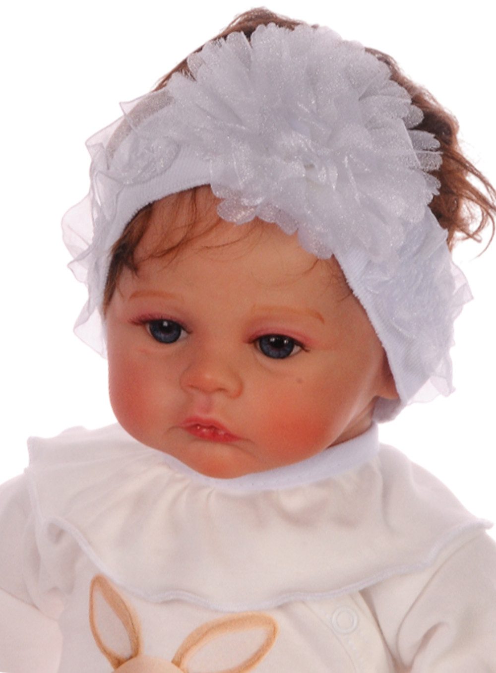 La Bortini Stirnband Baby Stirnband Kopfband in Weiß mit Blumen für Taufe elastisch, weich, festlich ab 0Mon