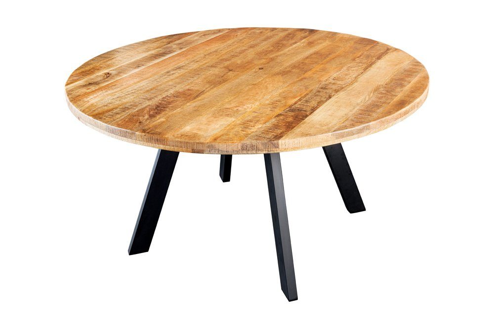 riess-ambiente Esstisch IRON CRAFT 140cm natur/schwarz - Mango-Massivholz, Eisen-Beine, rund (Einzelartikel, 1-St), Industrial Design & bis zu 6 Personen – ideal für Dein Loft-Esszimmer