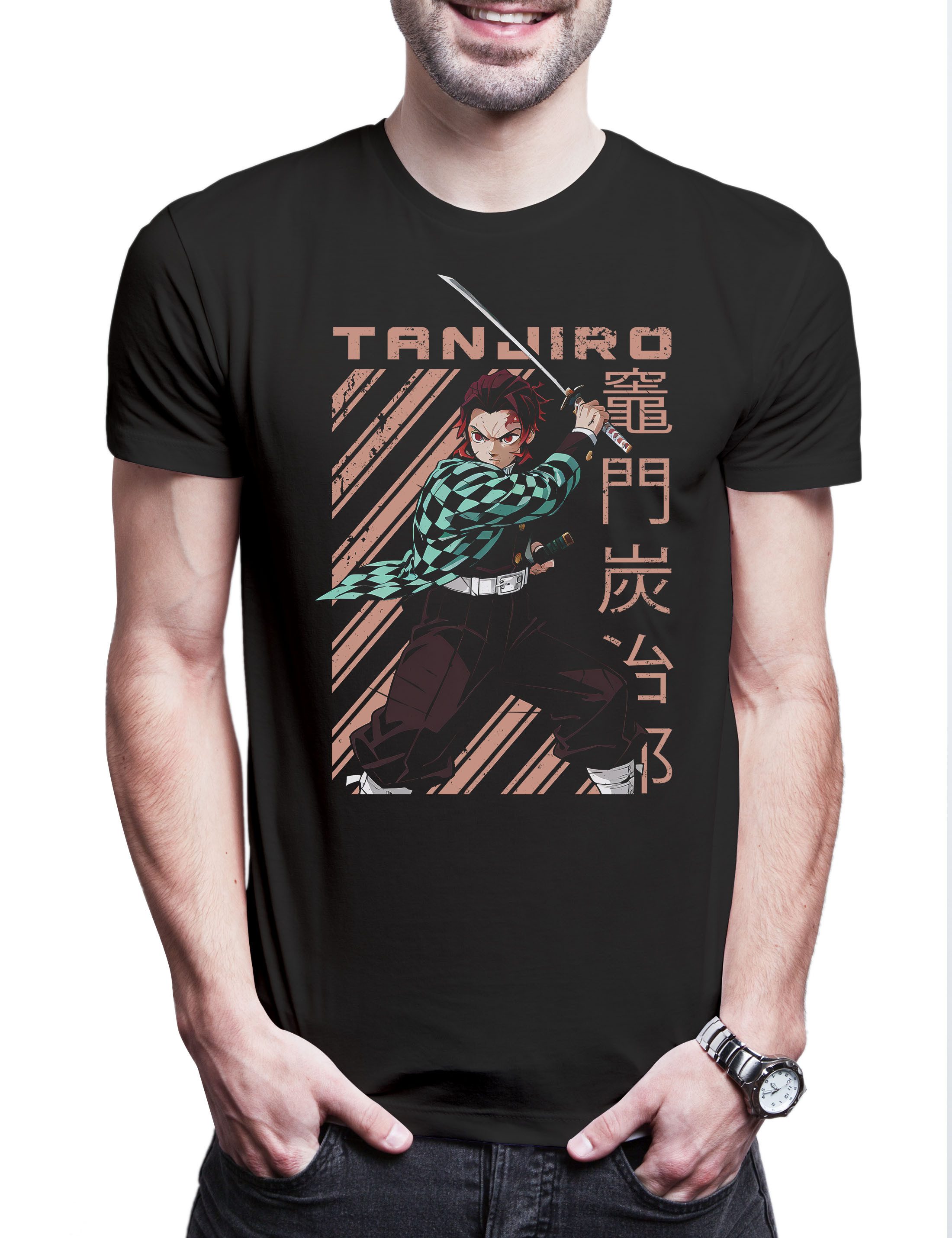 Print-Shirt Tanjiro Katana Herren T-Shirt Demon Kamado Nezuko Anime Slayer Zenitsu