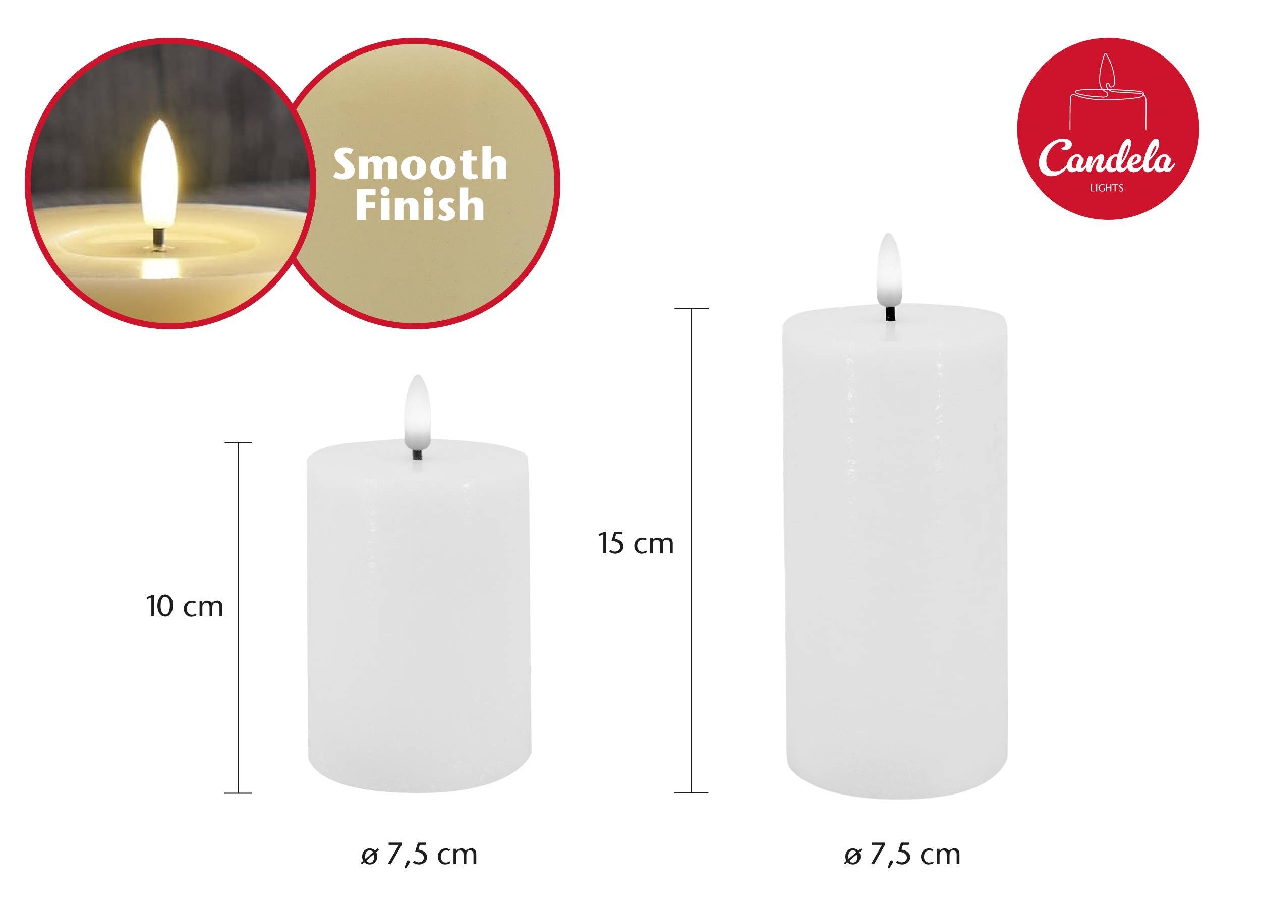 LC Home LED-Kerze Candela Lights LED Kerzen 4er Set Winter glatt Echtwachs (4-tlg) – Bild 4 von 5