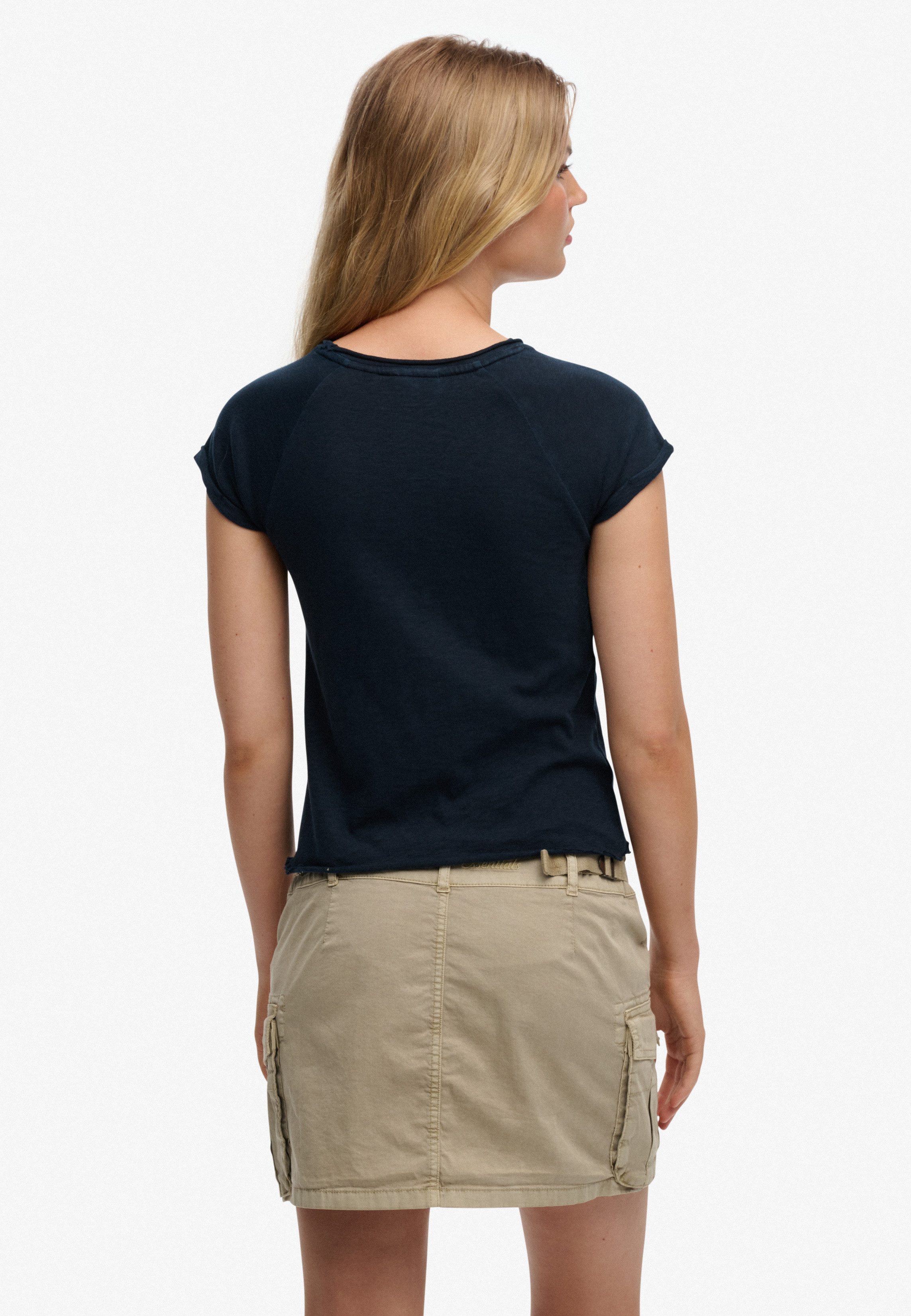 Superdry Kurzarmshirt ATH ESS SLUB GRAPHIC TEE Baumwolle, skinny fit