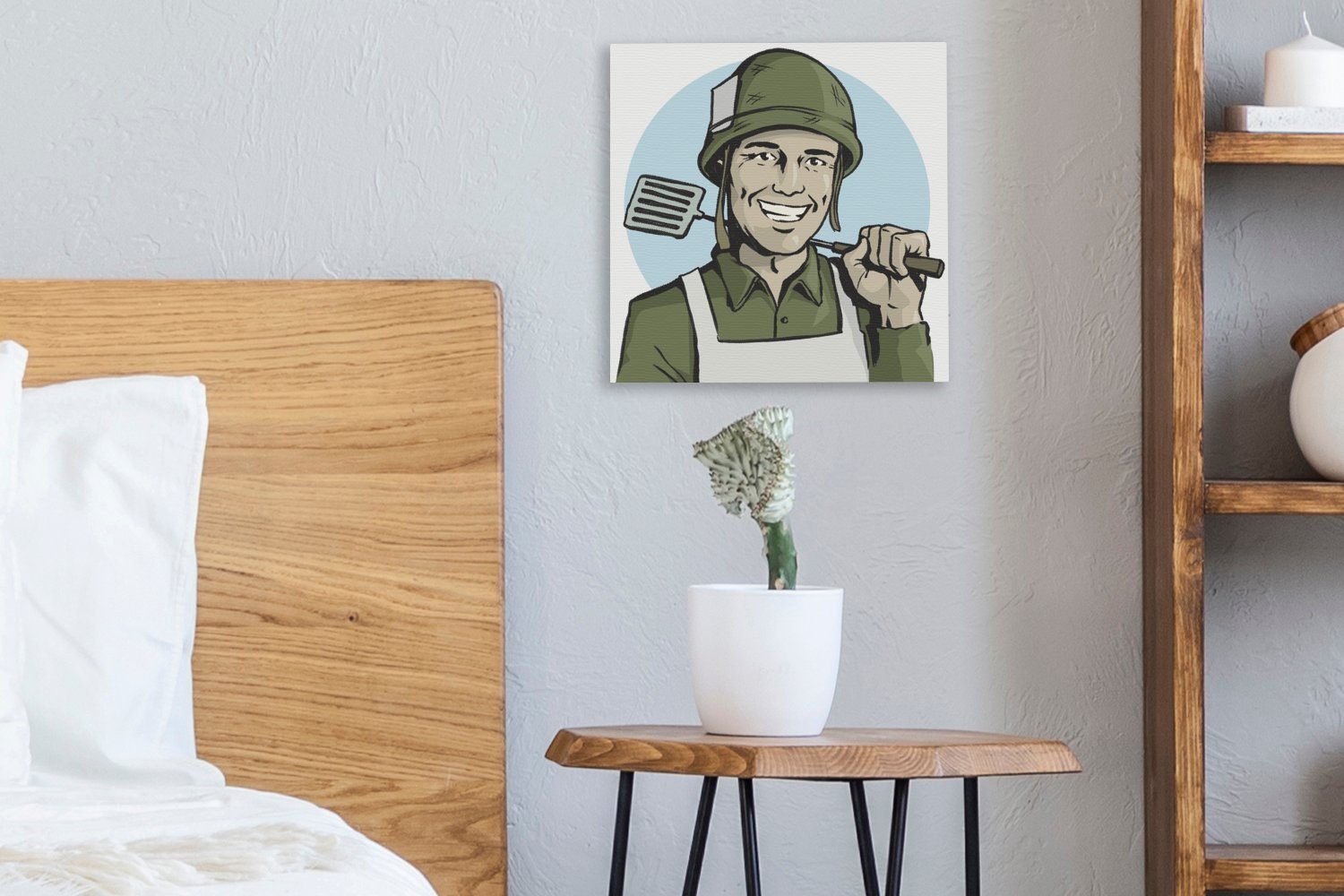 OneMillionCanvasses® Leinwandbild Eine Illustration eines (1 der Leinwand Kochs Schlafzimmer Armee, Bilder Wohnzimmer für St), in