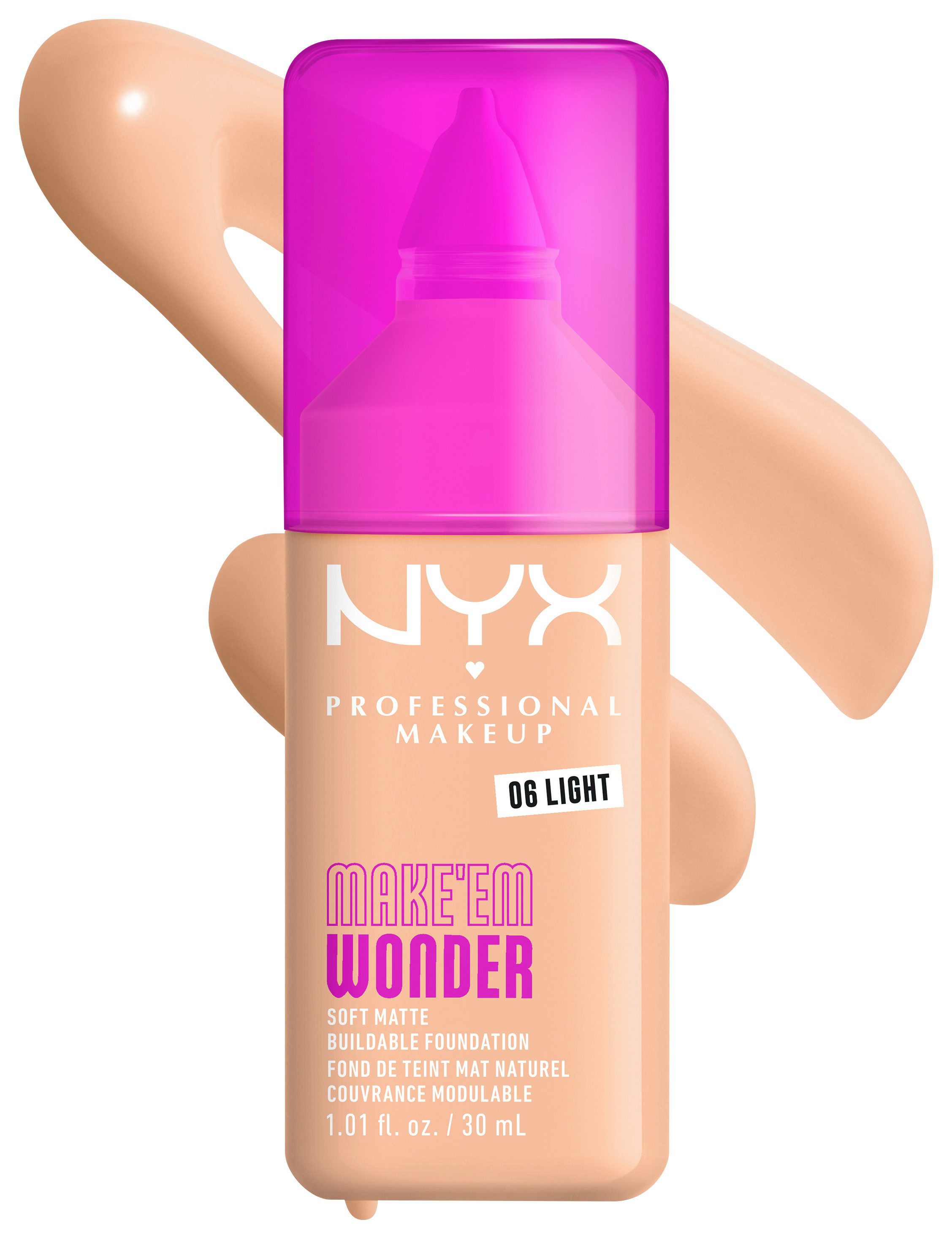 NYX PROFESSIONAL MAKEUP Foundation MAKE 'EM WONDER FOUNDATION, perfekter No-Makeup-Makeup-Look bis zum Full Glam