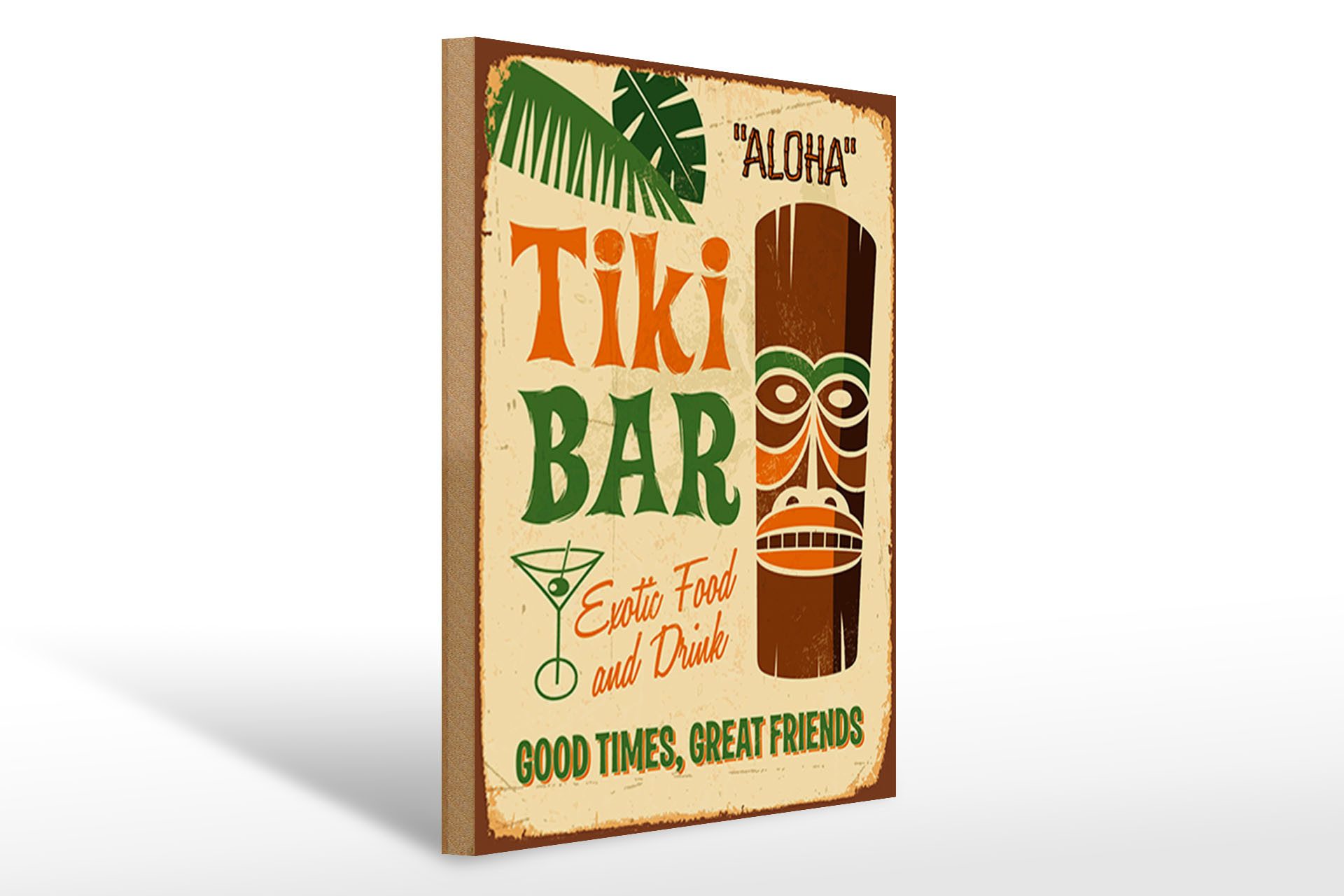 Holzbild 30x40cm Tiki Bar Aloha Exotic Food