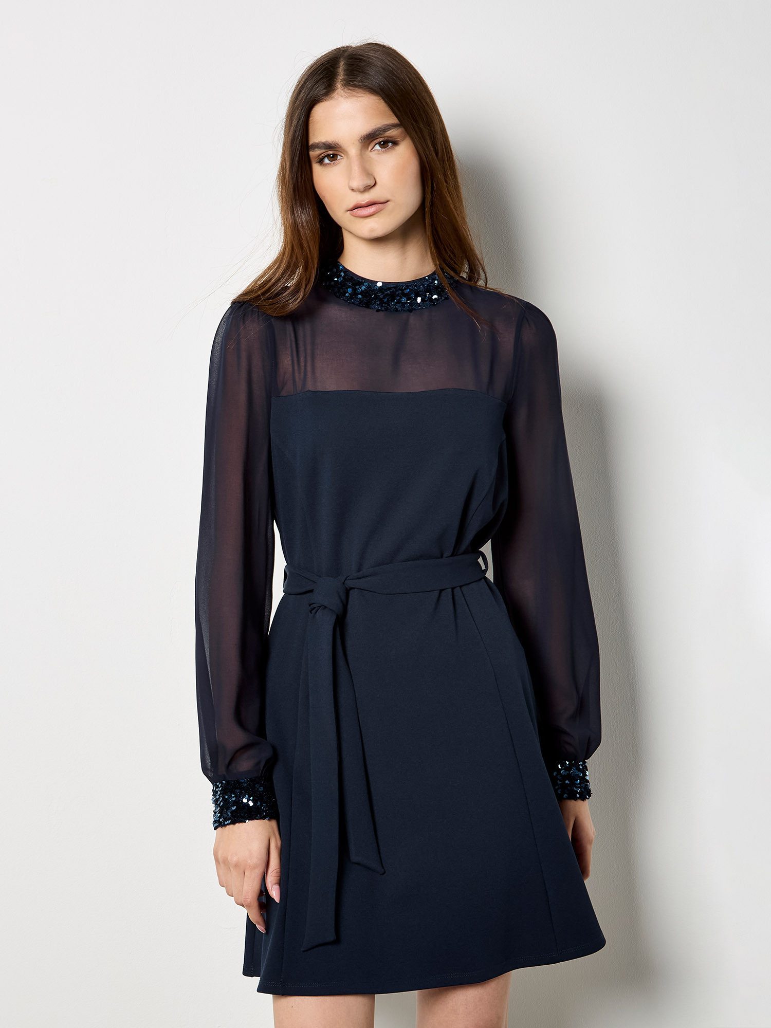 Apricot Partykleid Minikleid (2-tlg., mit Bindeband) mit Bindeband