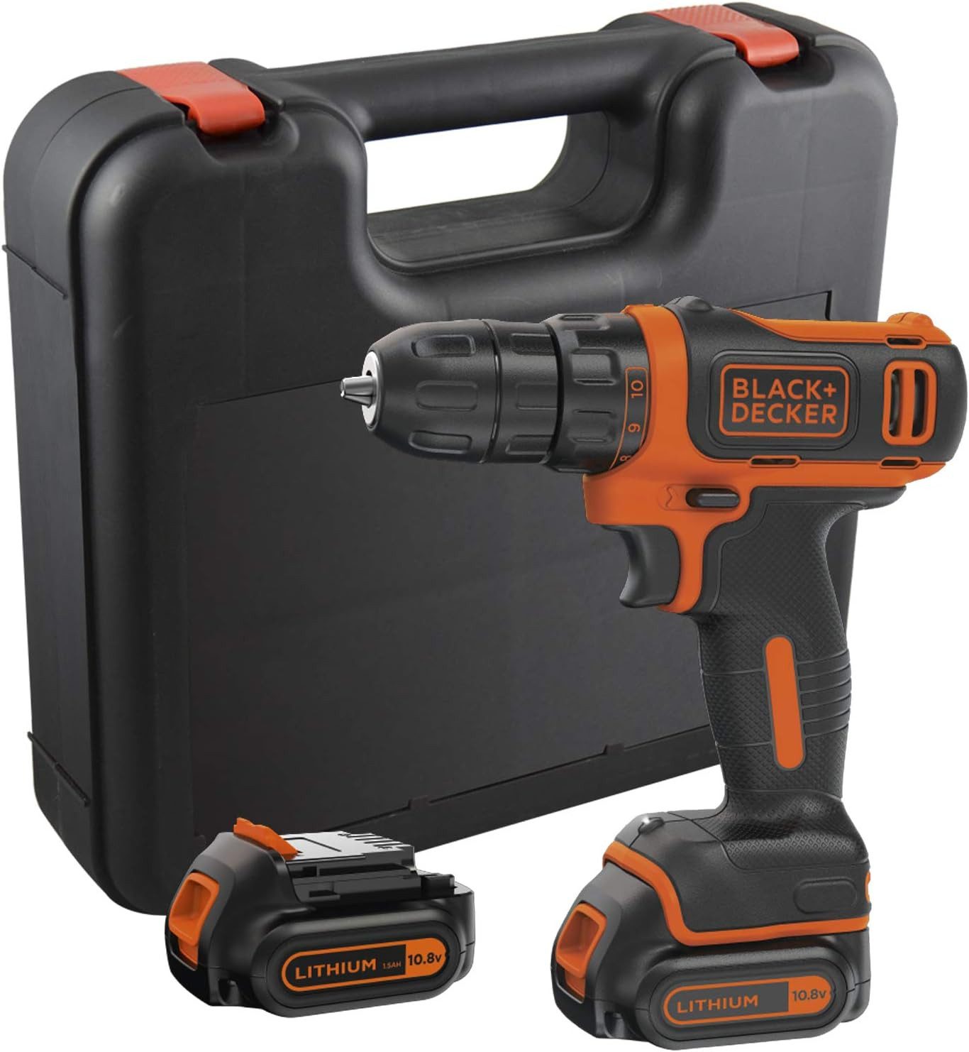 Black + Decker Bohrschrauber Akku-Bohrschrauber, LED-Arbeitslicht, inkl. Slidepack-Akkus, Ladegerät, (1-tlg)