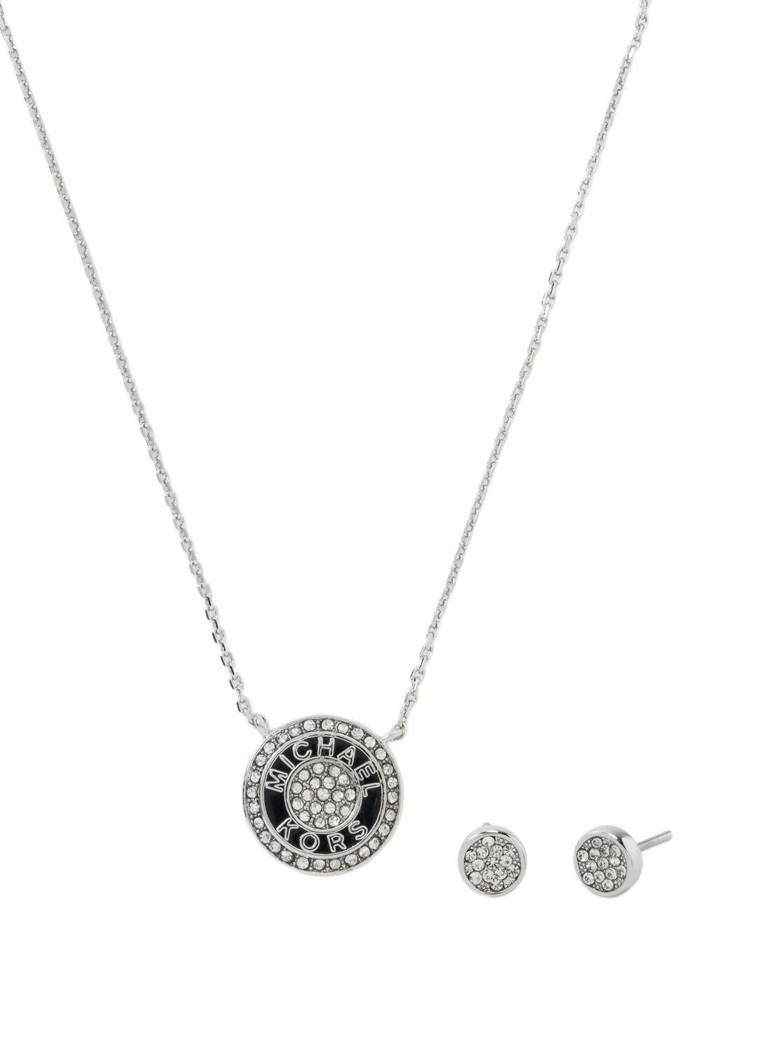 MICHAEL KORS Ohrring und Ketten Set Silbernes Schmuckset Logo Tape MKJ8328SET