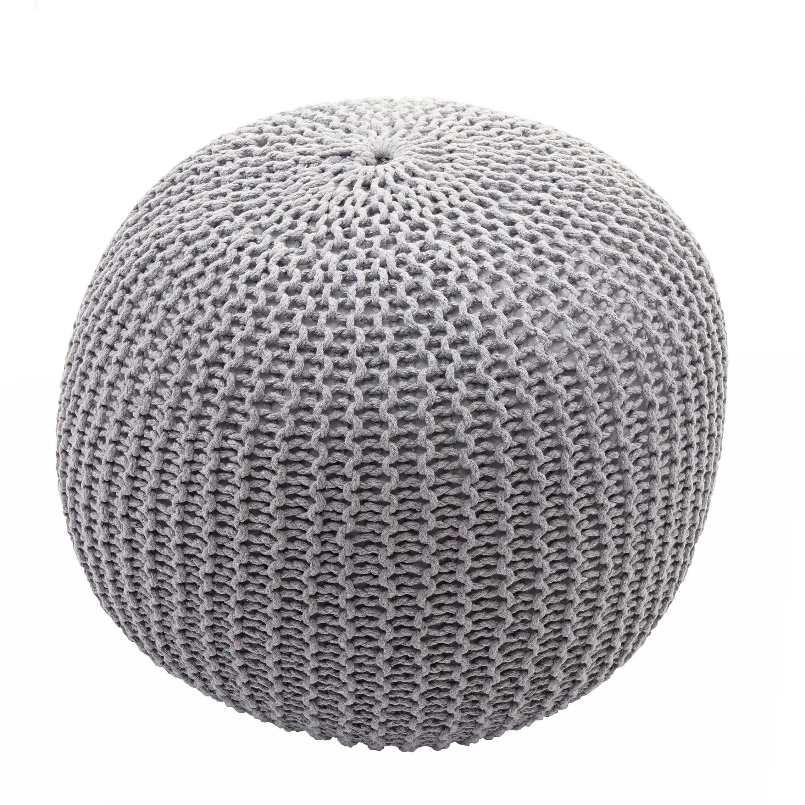 MCW Pouf MCW-E16, Grobe Strickoptik, Als Hocker, Beistelltisch oder Fußablage nutzbar