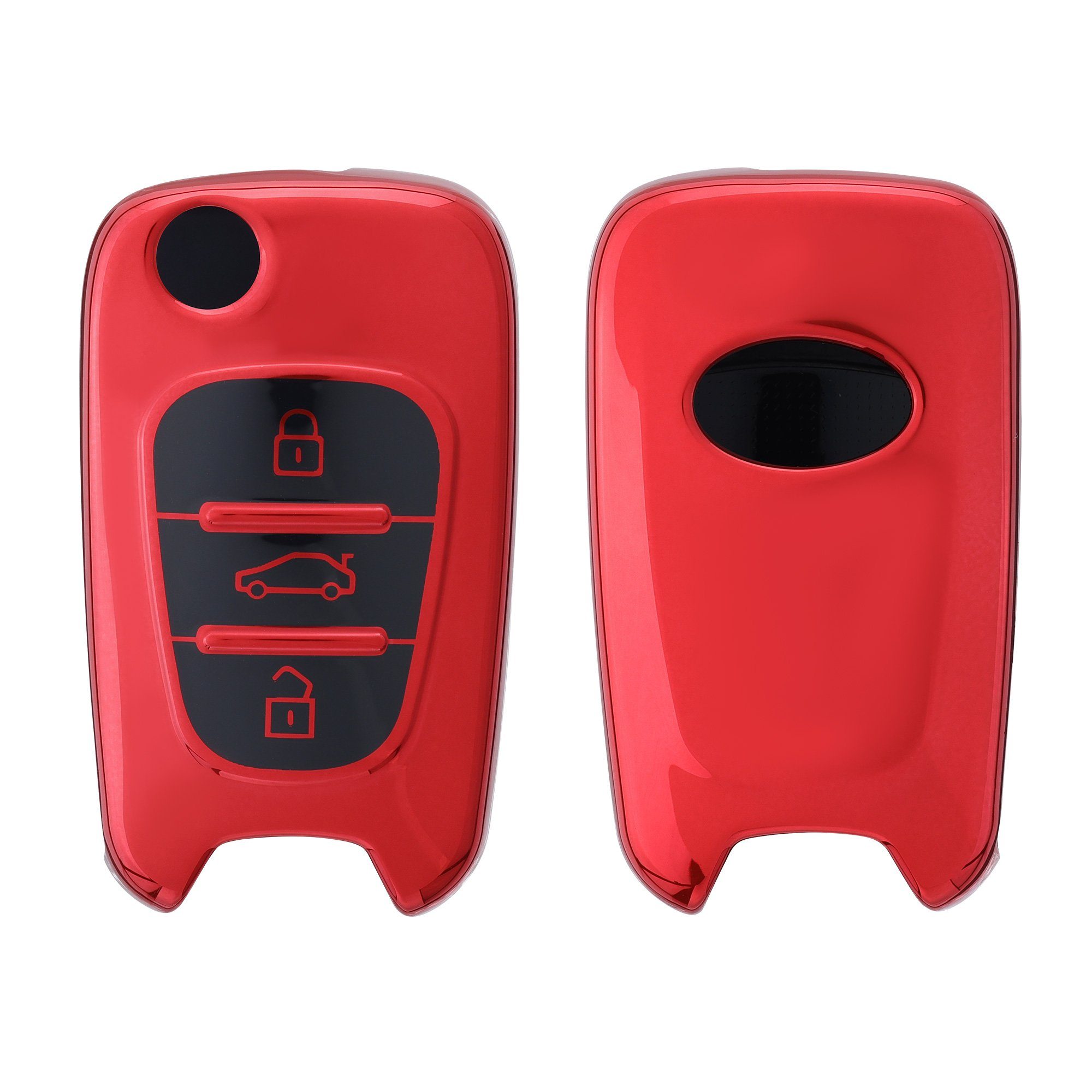kwmobile Schlüsseltasche Autoschlüssel Hülle für Hyundai, Schlüsselhülle Silikon Case Schlüssel Cover Hochglanz Rot
