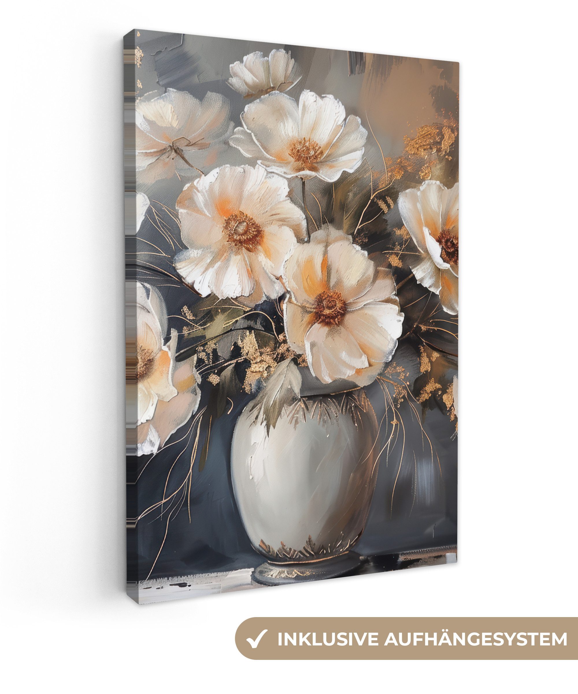 OneMillionCanvasses® Leinwandbild Blumen - Weiß - Vase - Modern, Fotodruck günstig online kaufen