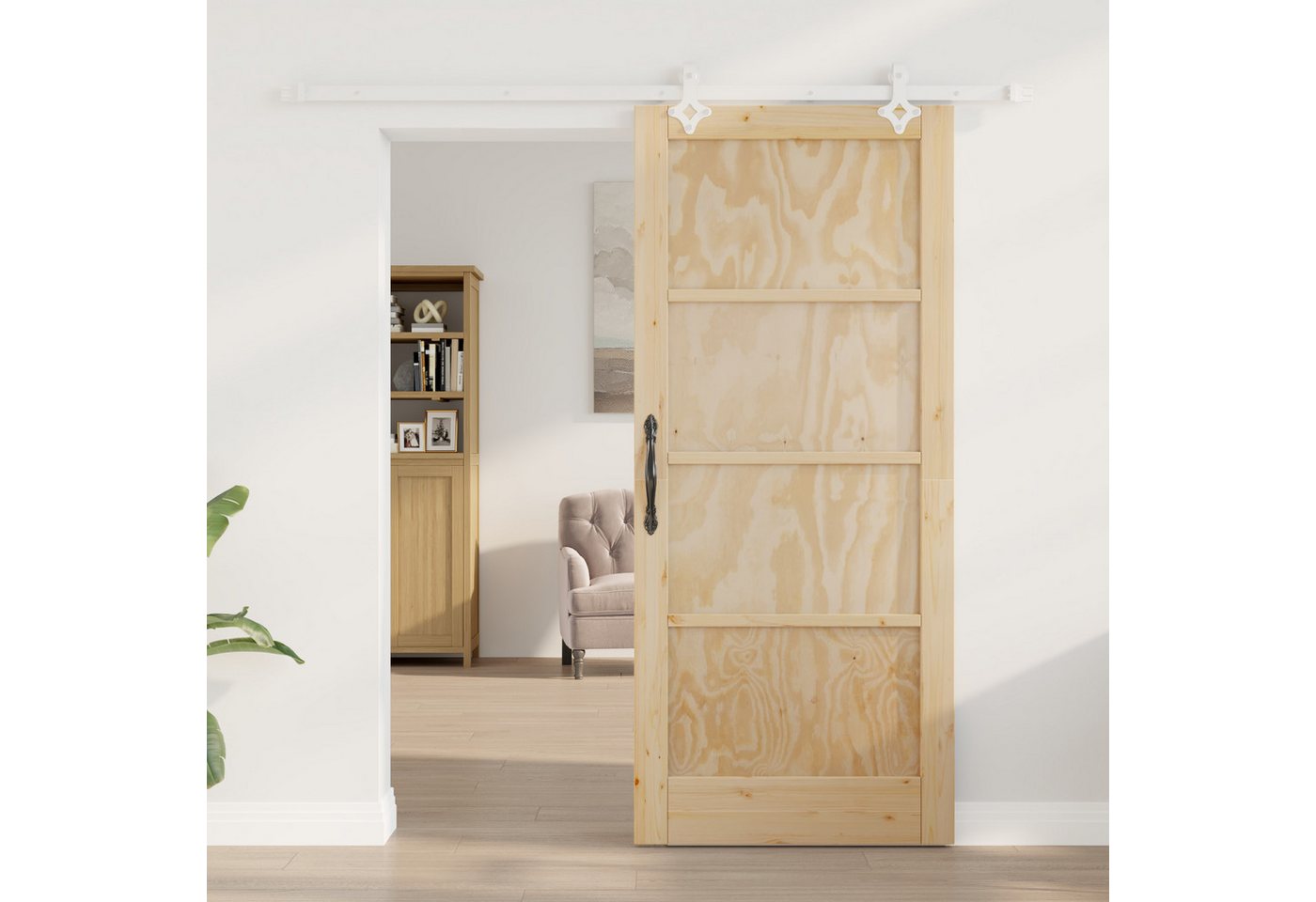Thumbnail - vidaXL Haustür Schiebetür mit Hardware Set 86x198,5 cm Massivholz Kiefer (1-St)
