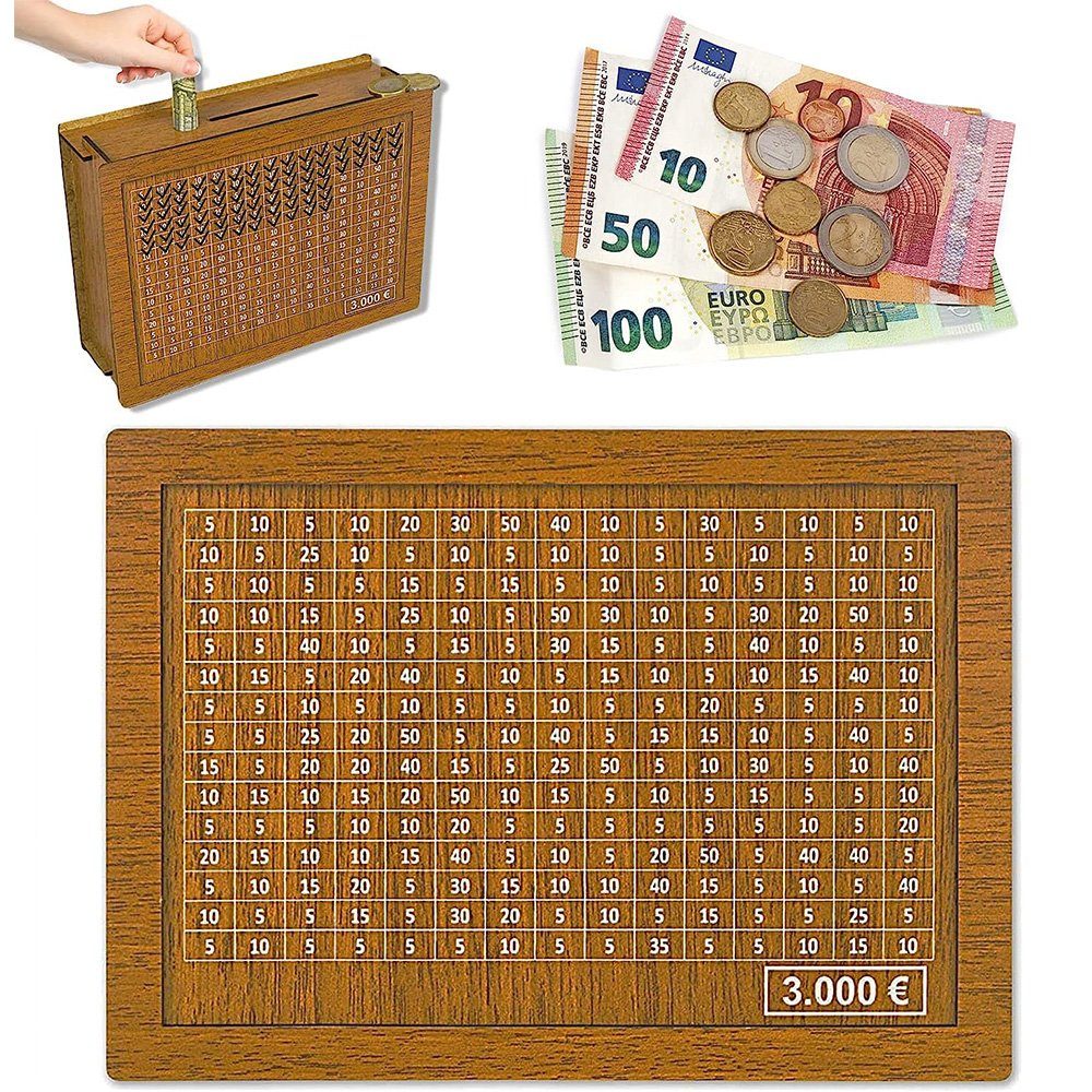 Spardose aus Holz Sparbox NUODWELL Kinder 3000 Geldbank Holz, Spardose für € Sparschwein,