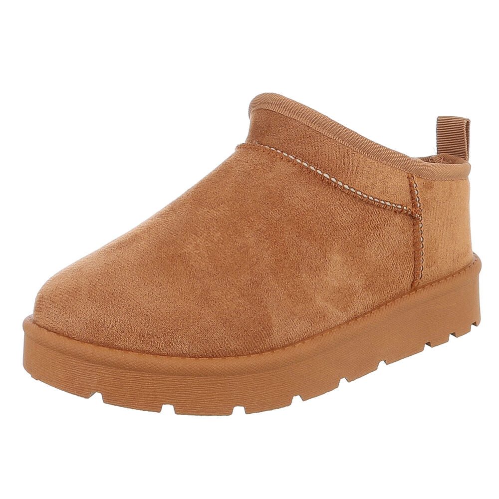 Ital-Design Bequeme Damenfreizeitschuhe mit praktischem Design Snowboots (90624815) Flach Plateaustiefeletten in Camel