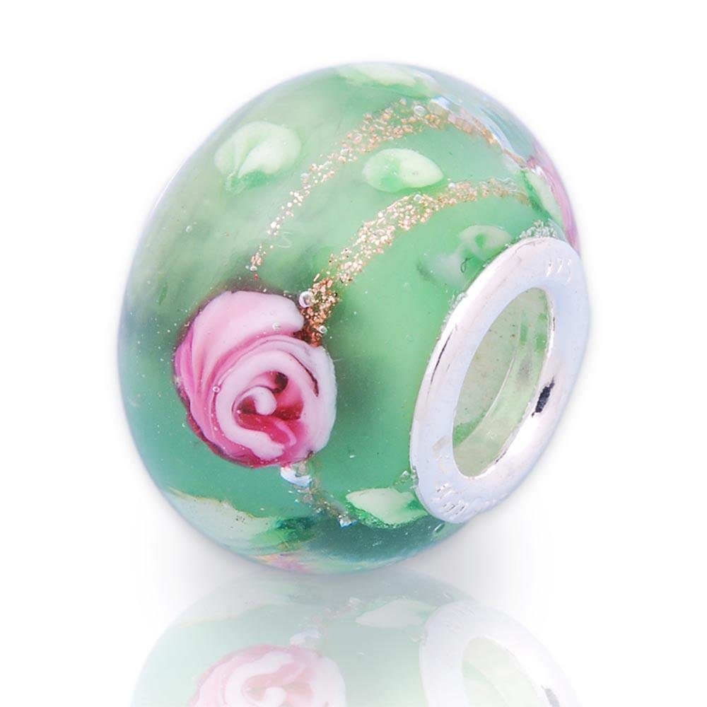 Unique Bead Exklusiver Unique Bead - Glas mit 925 Silber Fassung BG0004