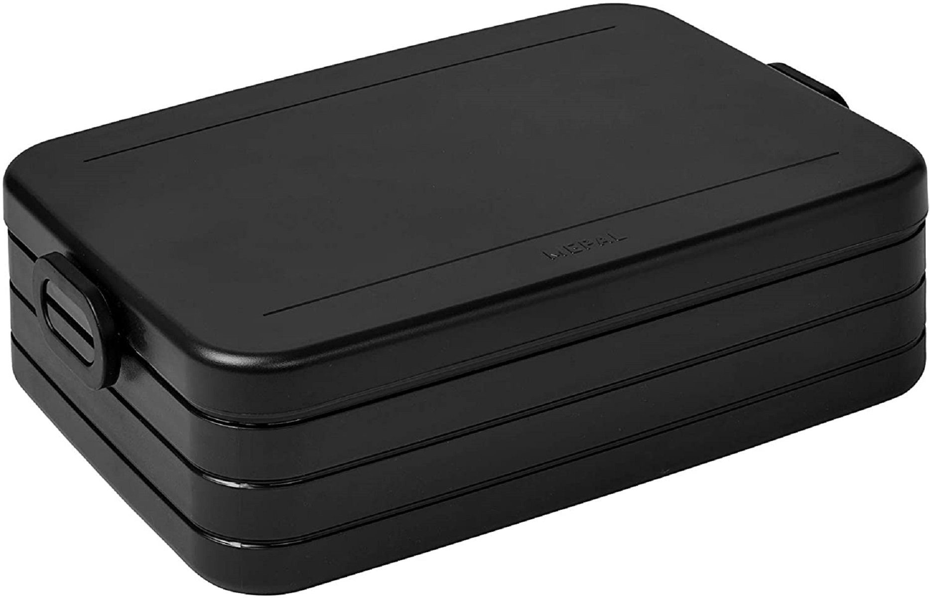 Mepal Lunchbox Bento-Lunchbox Take A Break Large, bis zu 8 Butterbrote, TPE/PP/ABS, Schwarze Edition, mit Fächern, ideal für unterwegs