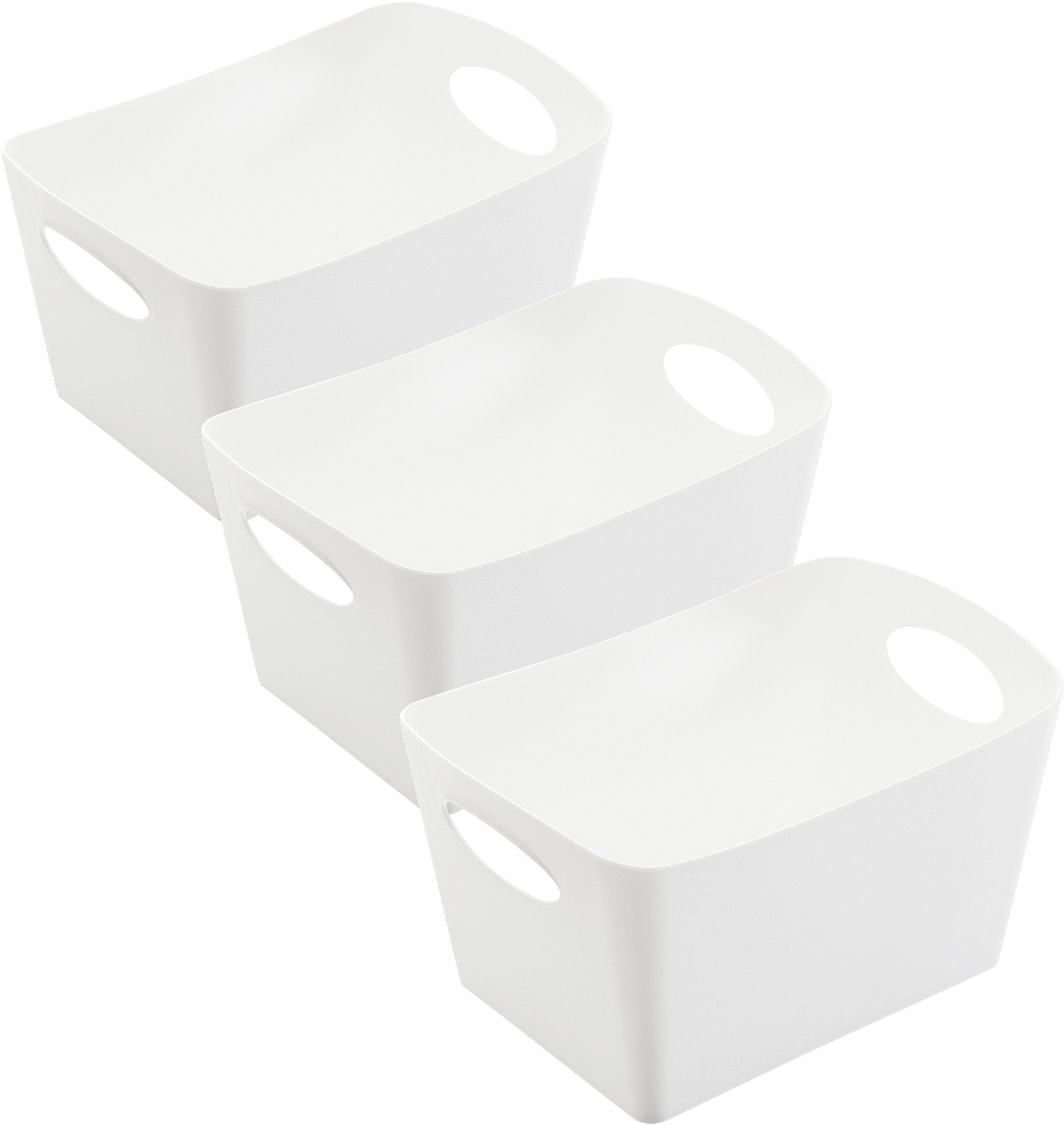 KOZIOL Organizer BOXXX S (Set, 3 St), Aufbewahrungsbox, Made in Germany, 100% recyceltes Material, 1 Liter recycled white