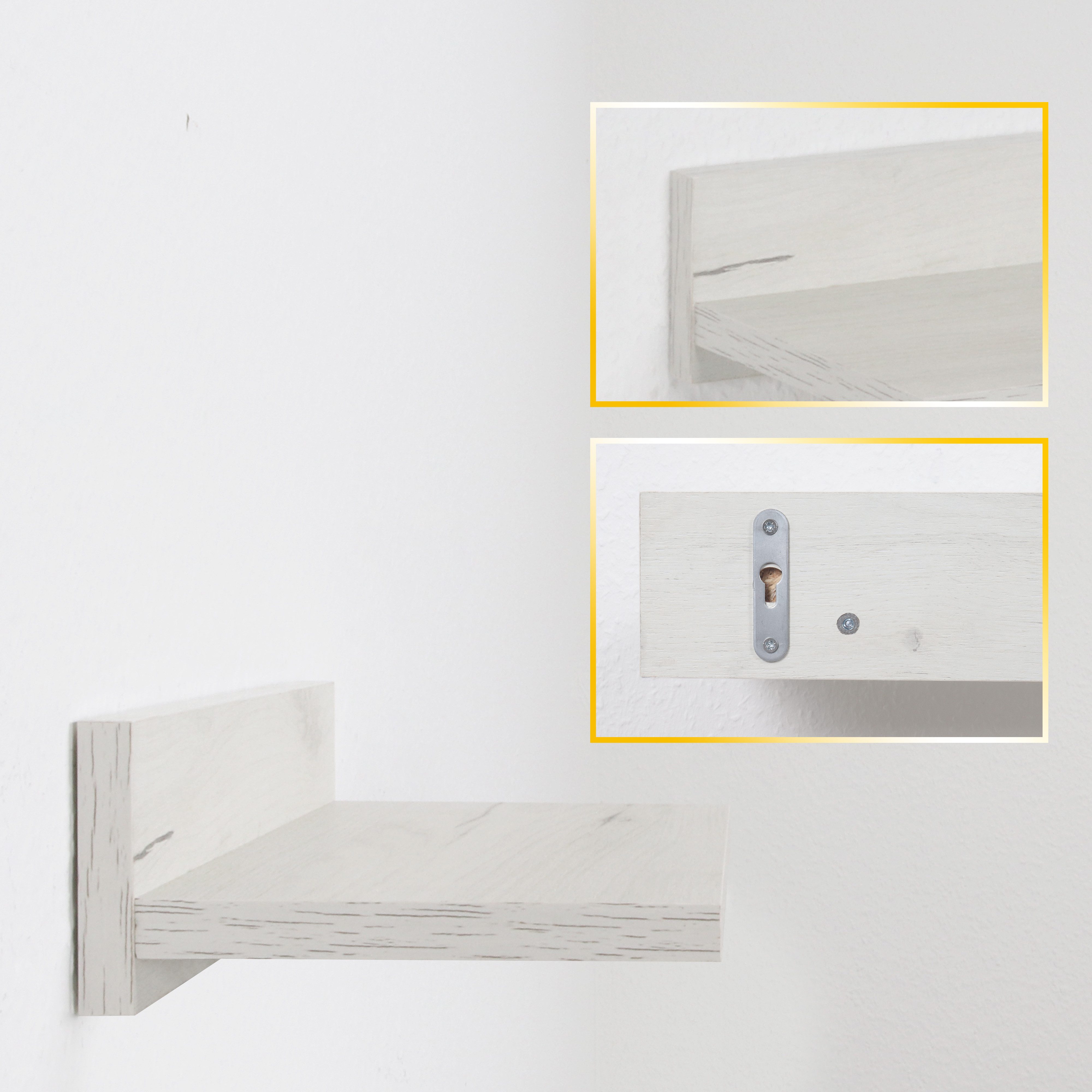 RICOO Wandboard WM057-EP, 1-tlg., schwebendes Wandregal Hängeregal Schweberegal an der Wand