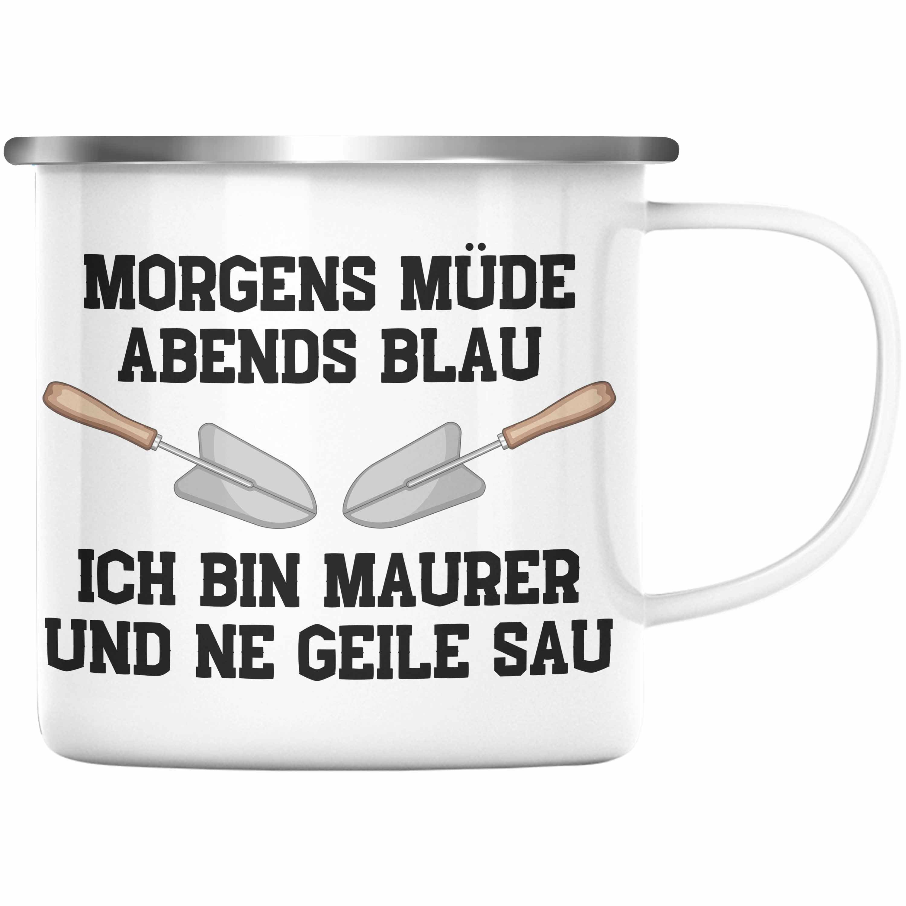 Trendation Thermotasse Trendation Maurer Emaille Tasse Geschenk Mit