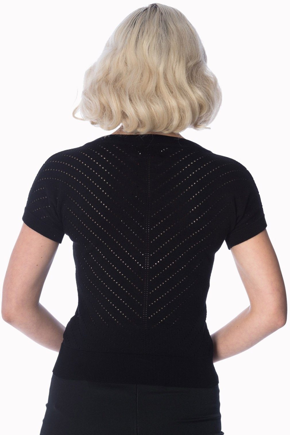 Banned Shirttop Patricia Pointelle Schwarz Retro Vintage Oberteil Rockabilly