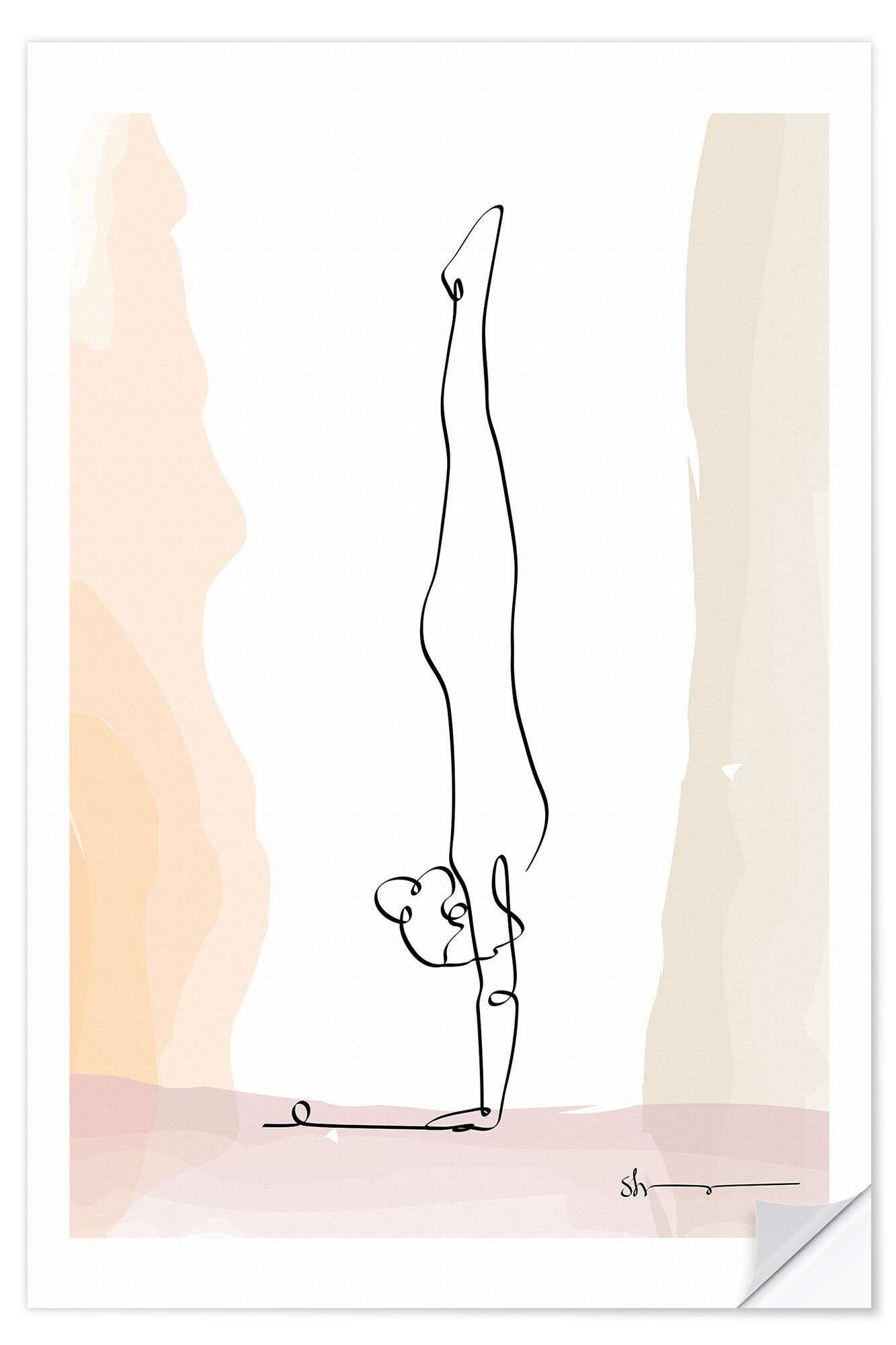 Posterlounge Wandfolie Yoga In Art, Handstand (Vrikshasana), Fitnessraum Minimalistisch Illustration