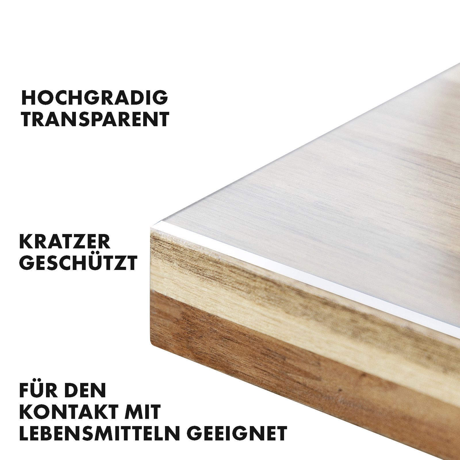 Kubus Tischdecke Tischfolie Calcit mit abgeschrägter Kante, Transparent, Zuschnittware