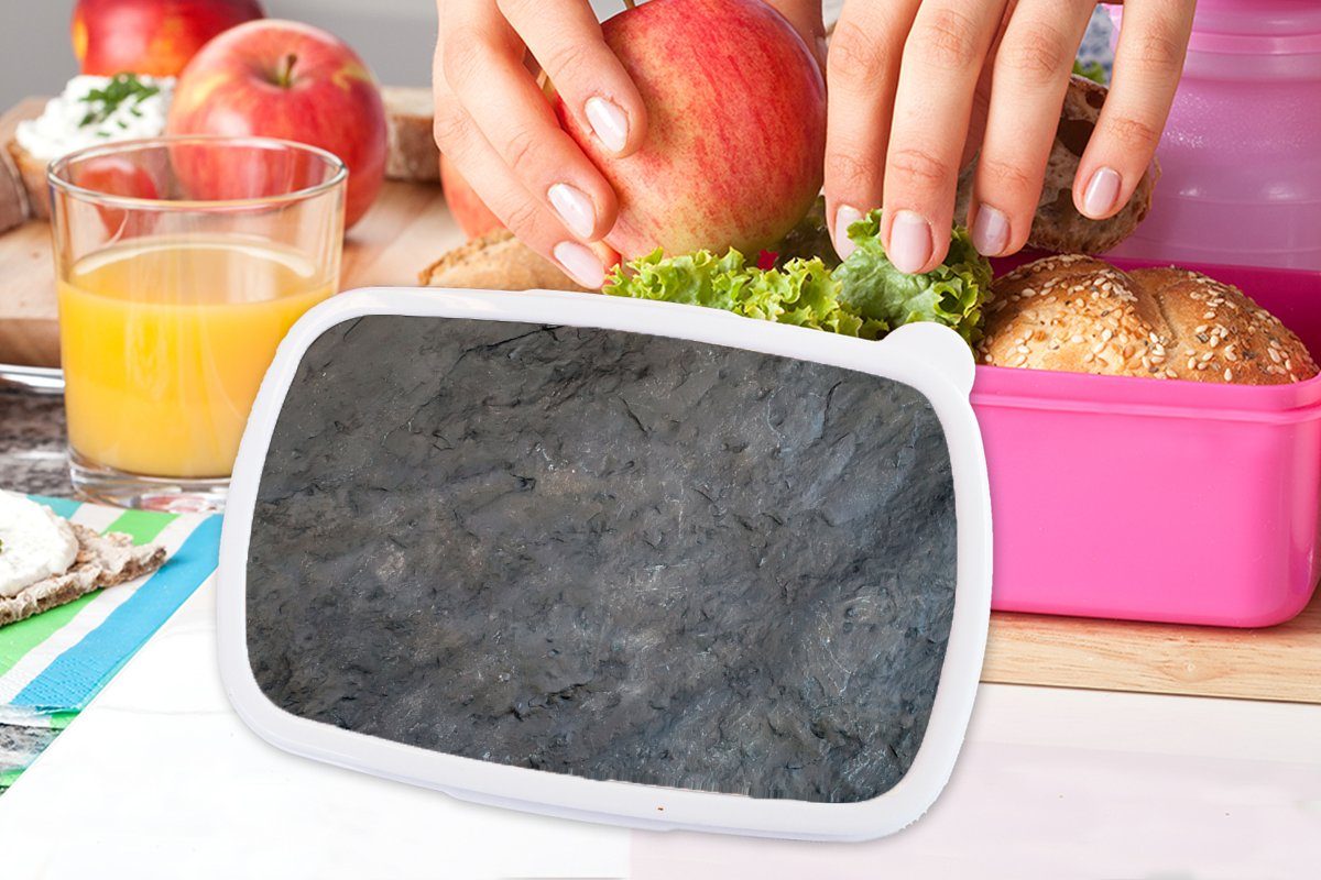 MuchoWow Lunchbox Verwittert Grau, Mädchen, Schiefer Kinder, für - Kunststoff rosa Kunststoff, - Industriell Brotdose (2-tlg), Brotbox Snackbox, - Erwachsene