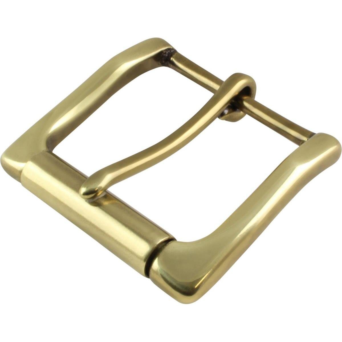 BELTINGER Gürtelschnalle mit Rolle aus massivem Messing 4,0 cm - Buckle Gürtelschließe 40mm Ede (1-St)