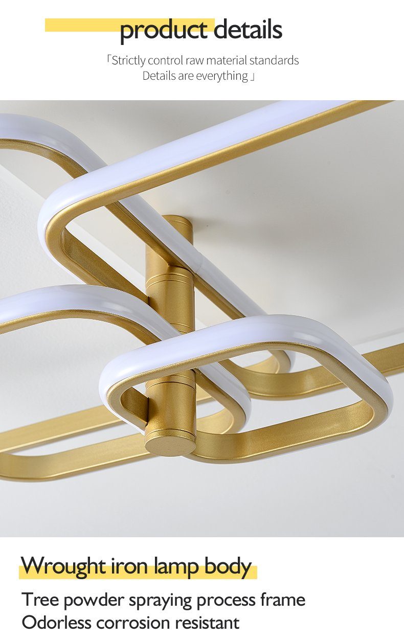 Daskoo Deckenleuchten 35W/72W Warmweiß/Neutralweiß/Kaltweiß, fest Gold mit LED & Fernbedienung Modern Dimmbar Deckenlampe LED Deckenleuchte Wohnzimmer, Weiß integriert, LED Stufenloses Dimmen,