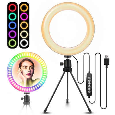 ELEGIANT Ringlicht »EGL-03«, 20cm LED RGB Ringlicht Tischringlicht mit Stativ, 10 Farbwechbsel und Hellingkeitstufen, dimmbar, für Fotografie Videoaufnehmen Make-Up Live Selfie