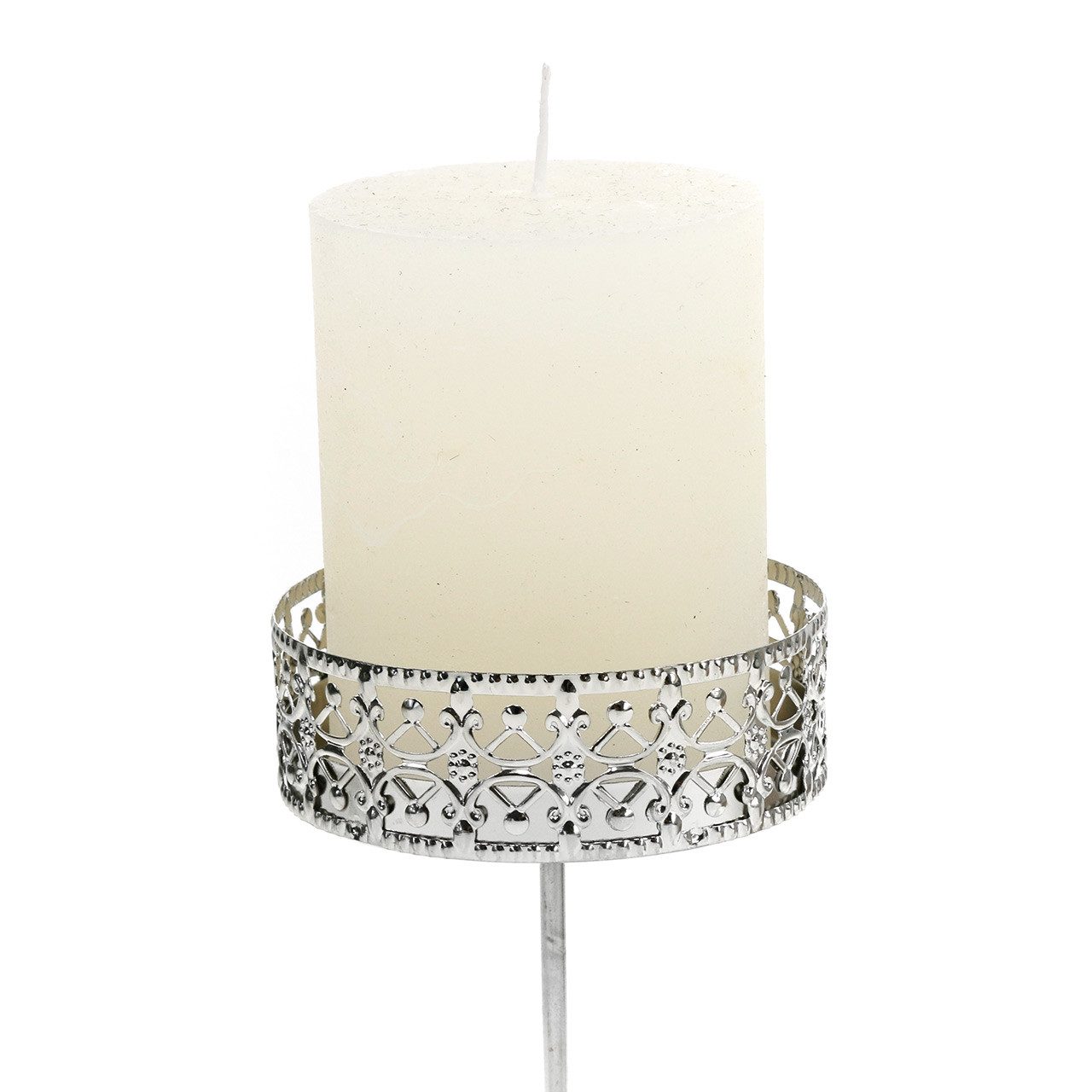 Florists Products Kerzenhalter Florale Kerzenhalter Stecken Silber Ø7,4cm H12,5cm 4St Antik, 4 Stück
