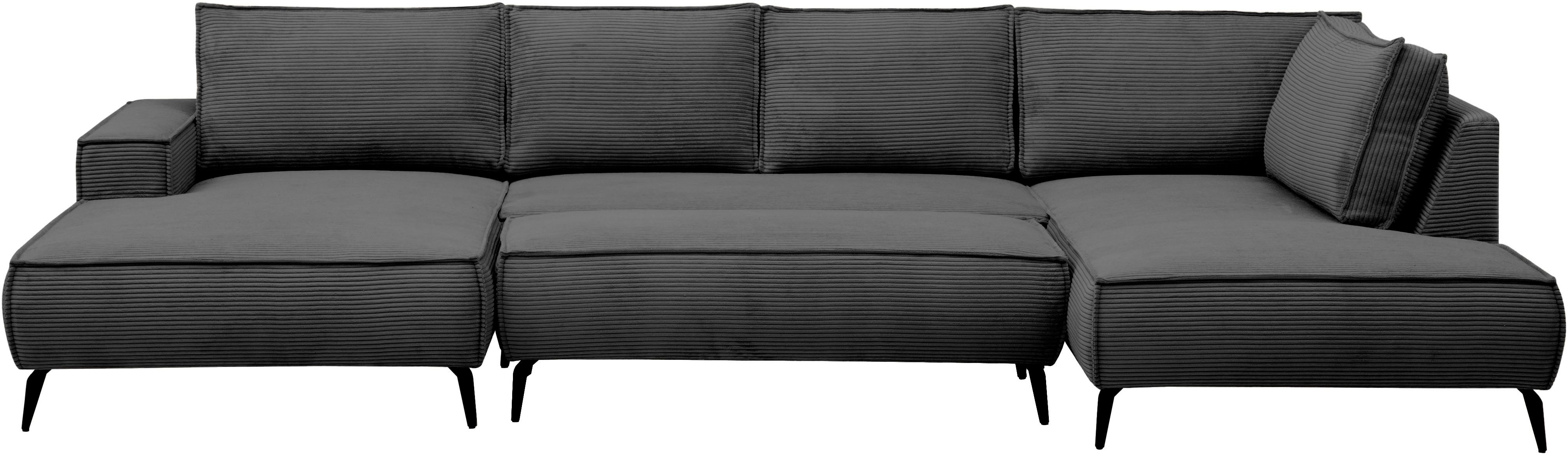 Home affaire Wohnlandschaft mit Hocker, TVINNU, moderne U-Form in Cord oder Leinenoptik, Set 2 Teile, Recamiere rechts/links, stellbar zum Schlafsofa (Krokodilverbinder)