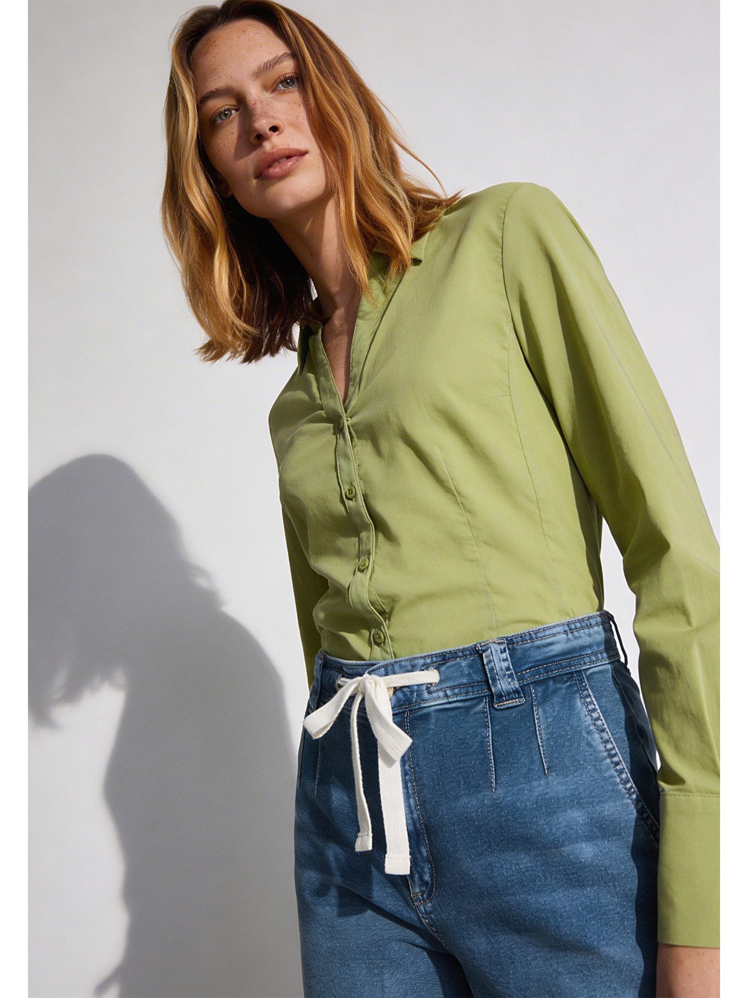 MORE&MORE Langarmbluse feminine, schmale Basic-Stretchbluse günstig online kaufen