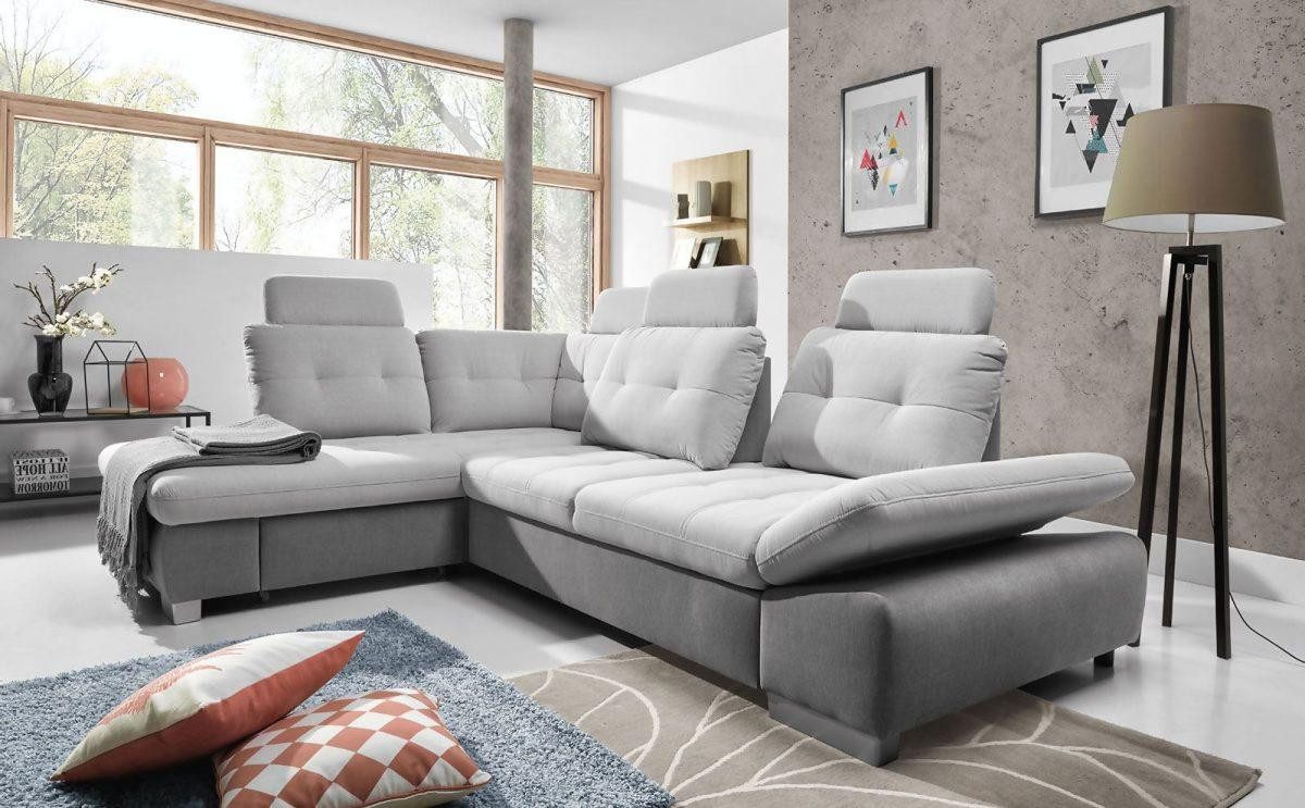 Xlmoebel Ecksofa L-förmige Wohnlandschaft mit Bettfunktion aus Stoff, Hergestellt in Europa