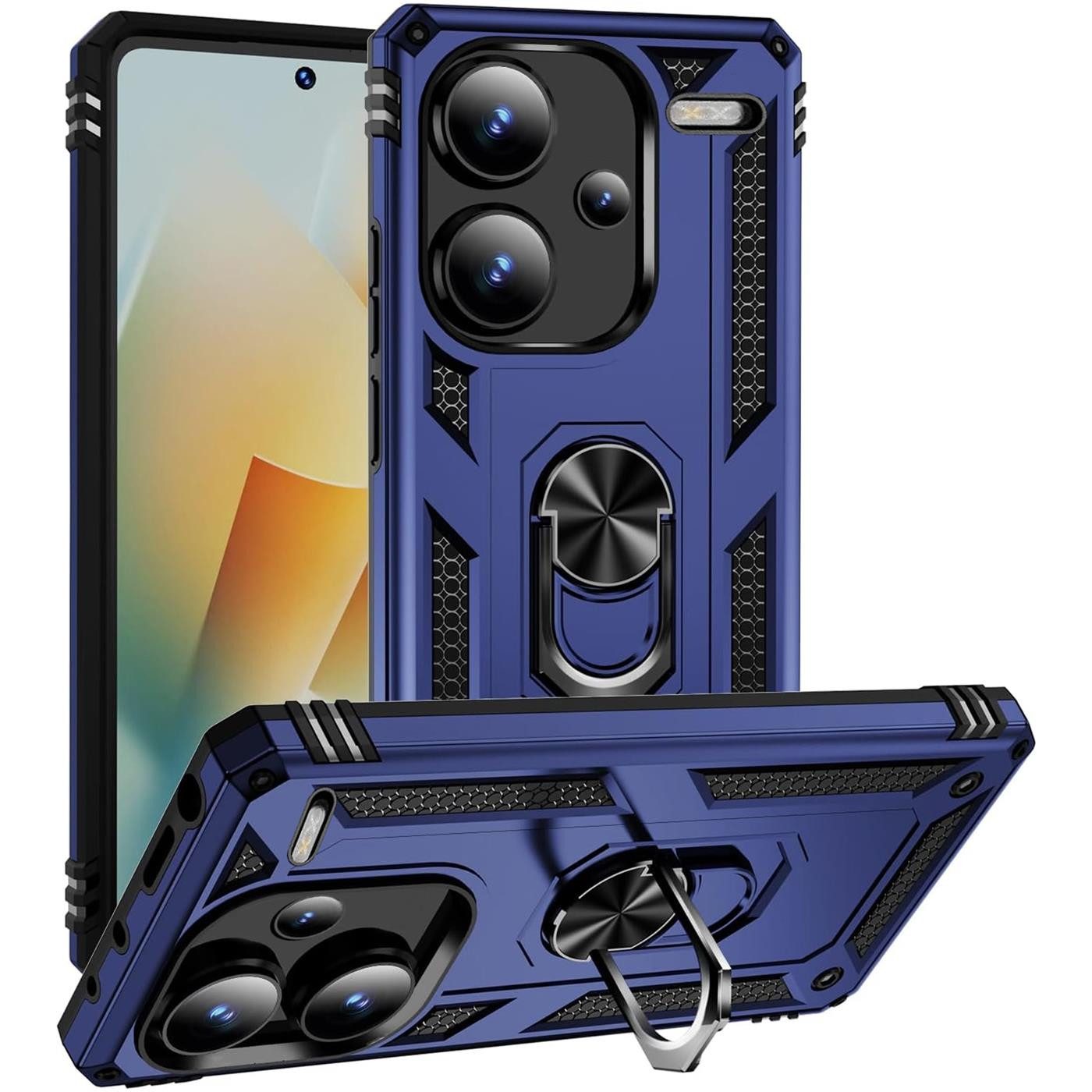 CoolGadget Handyhülle Armor Shield Case für Xiaomi Redmi Note 13 Pro+ 5G 6,67 Zoll, Outdoor Cover Magnet Ringhalter Handy Hülle für Redmi Note 13 Pro+ 5G