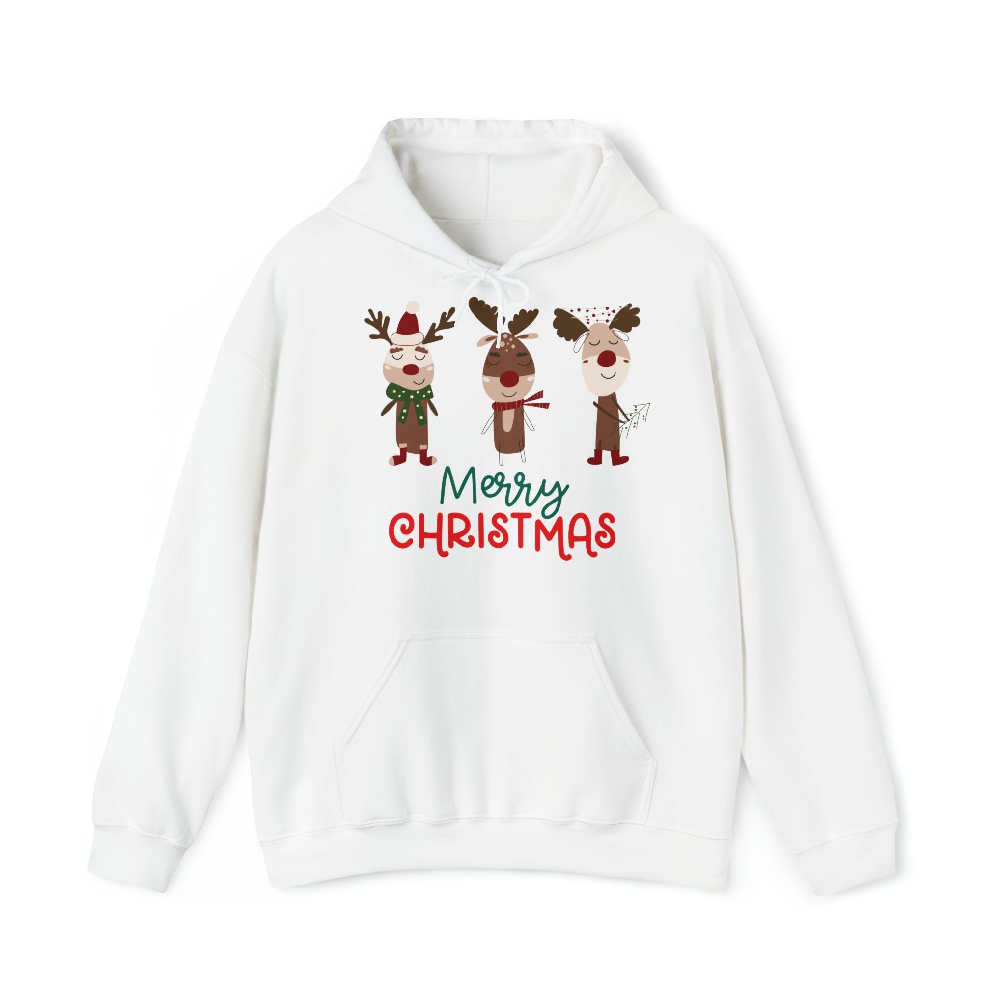Quality Elegance Weihnachtssweatshirt Cute Reindeer Christmas Hoodie, weihnachtspullover damen herren White