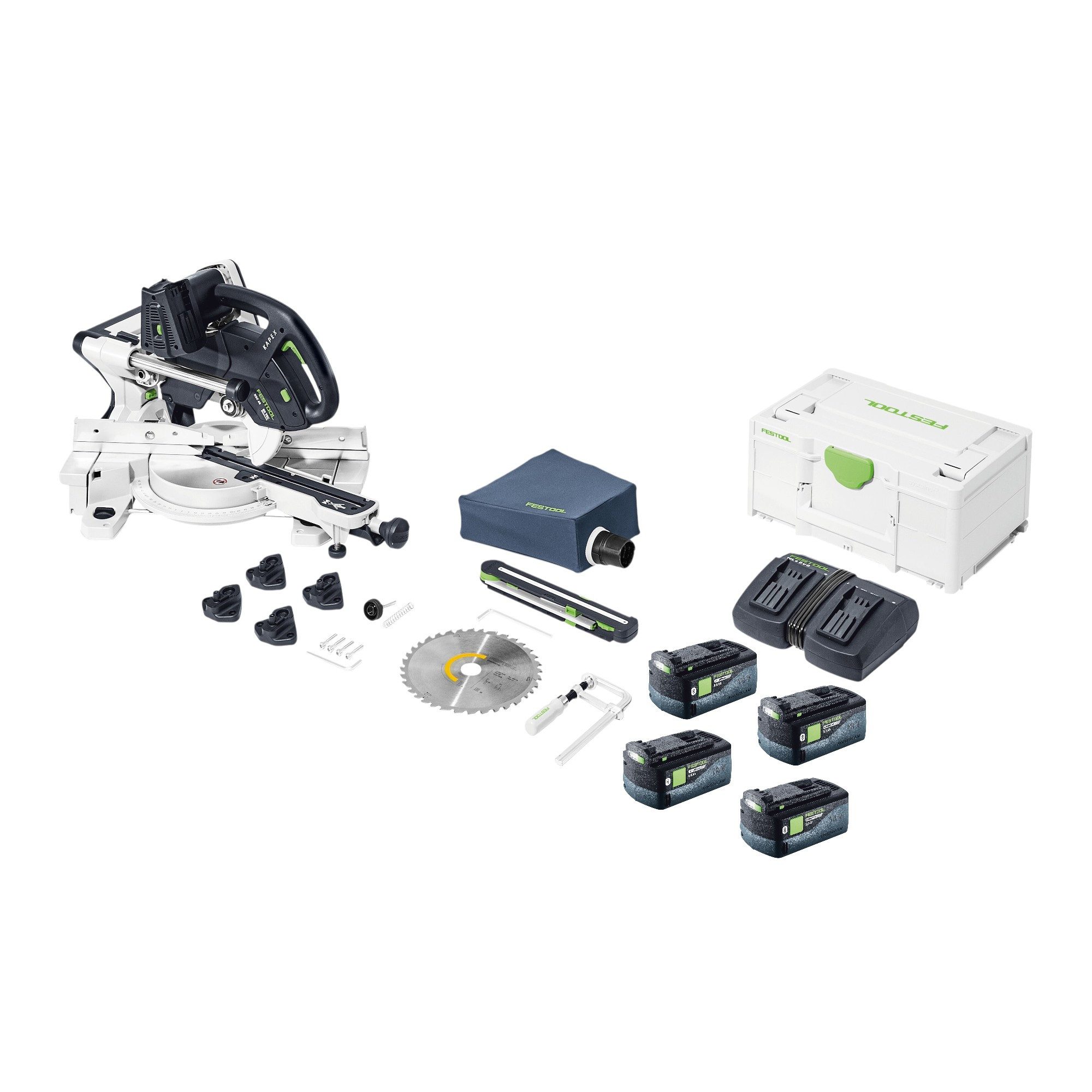 FESTOOL Kompakt-Handkreissäge KAPEX KSC 60 EB-Basic 36 V 216 mm + 4x Akku 5,0 Ah + Doppellader