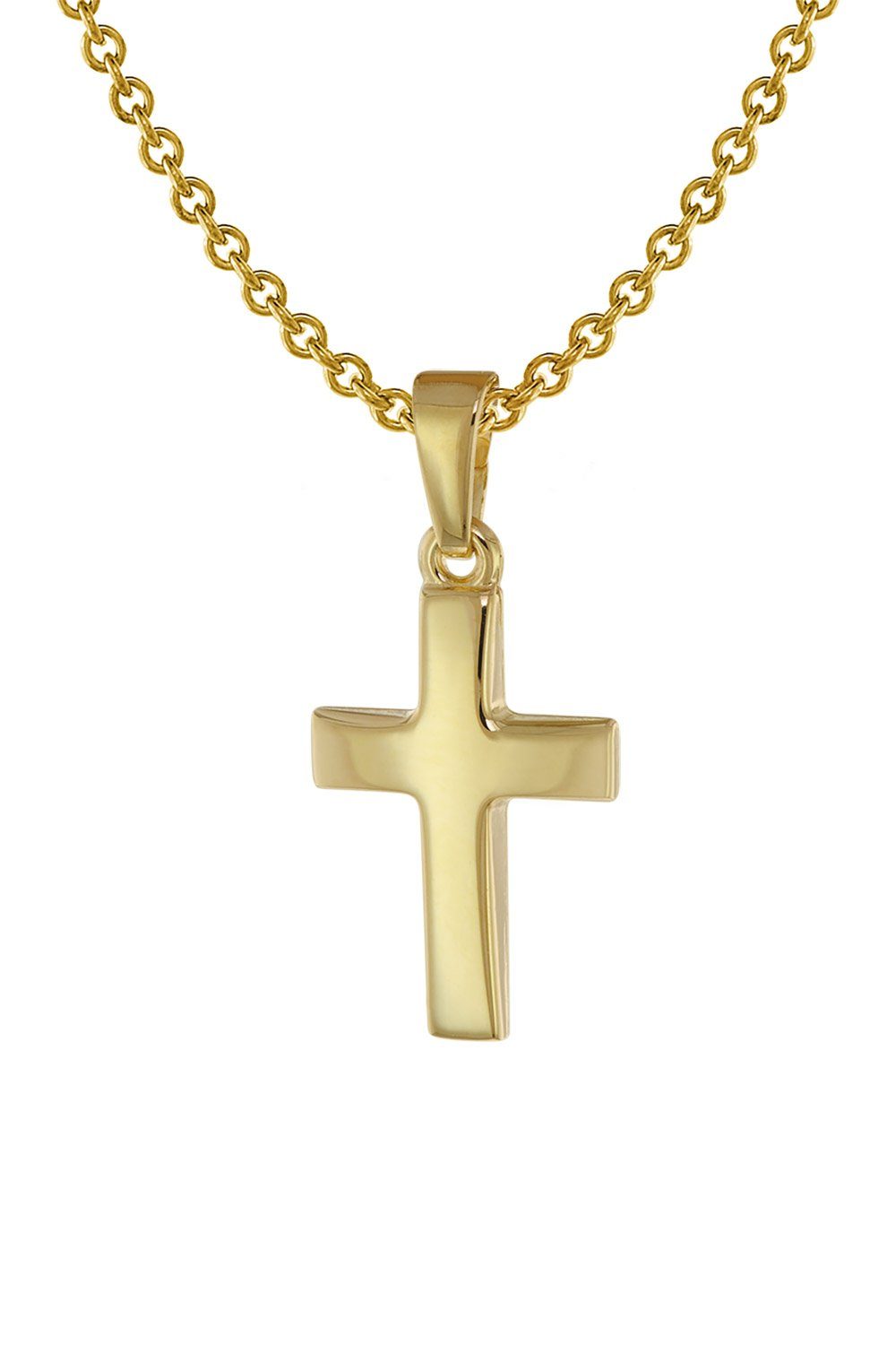 trendor Kette mit Anhänger Kreuz Anhänger für Kinder Gold 333 + Silber vergoldet